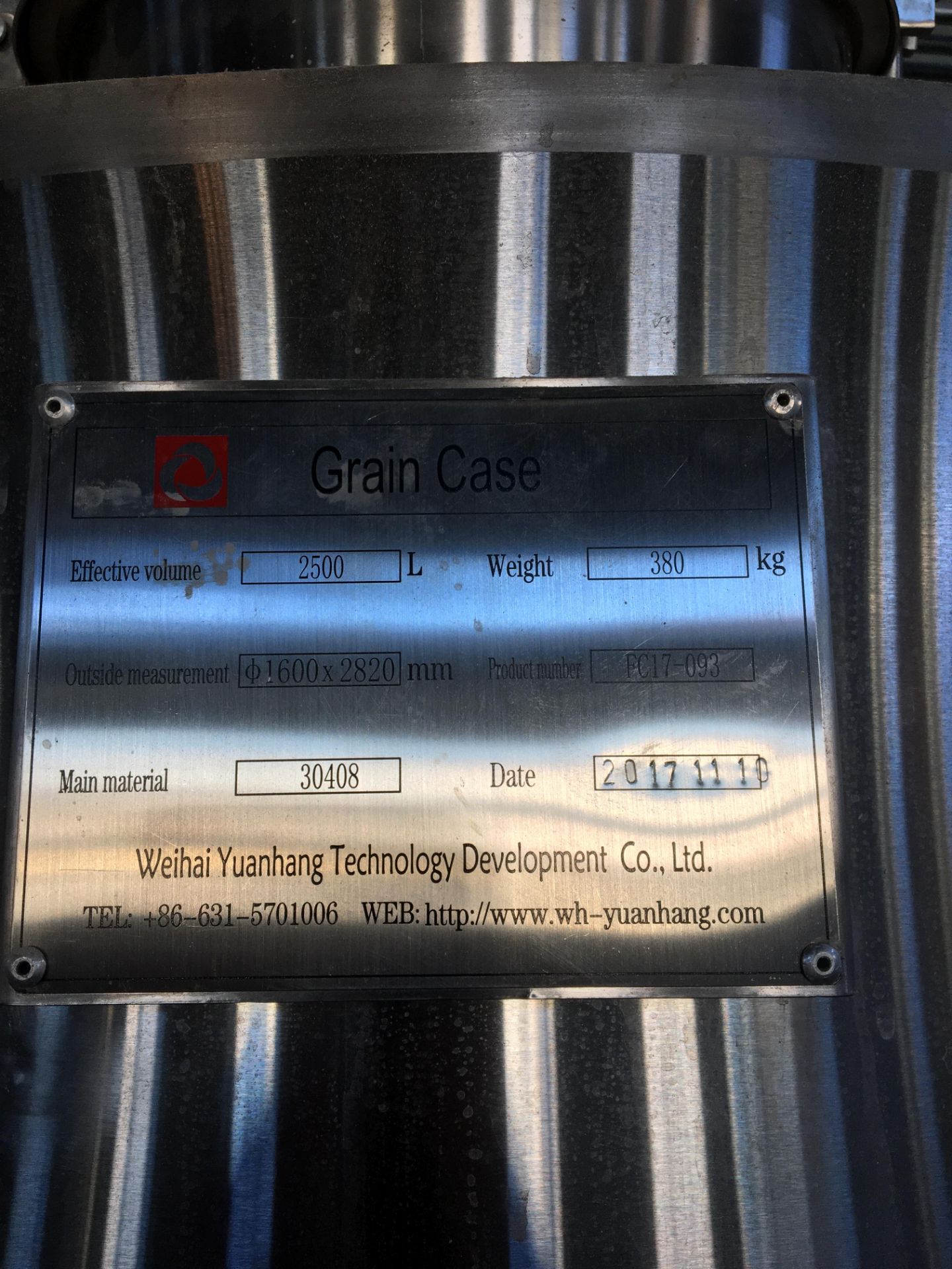 2500-L Minnetonka Grain Case, Stainless Steel; Vessel that holds all your milled grain prior to - Image 6 of 8