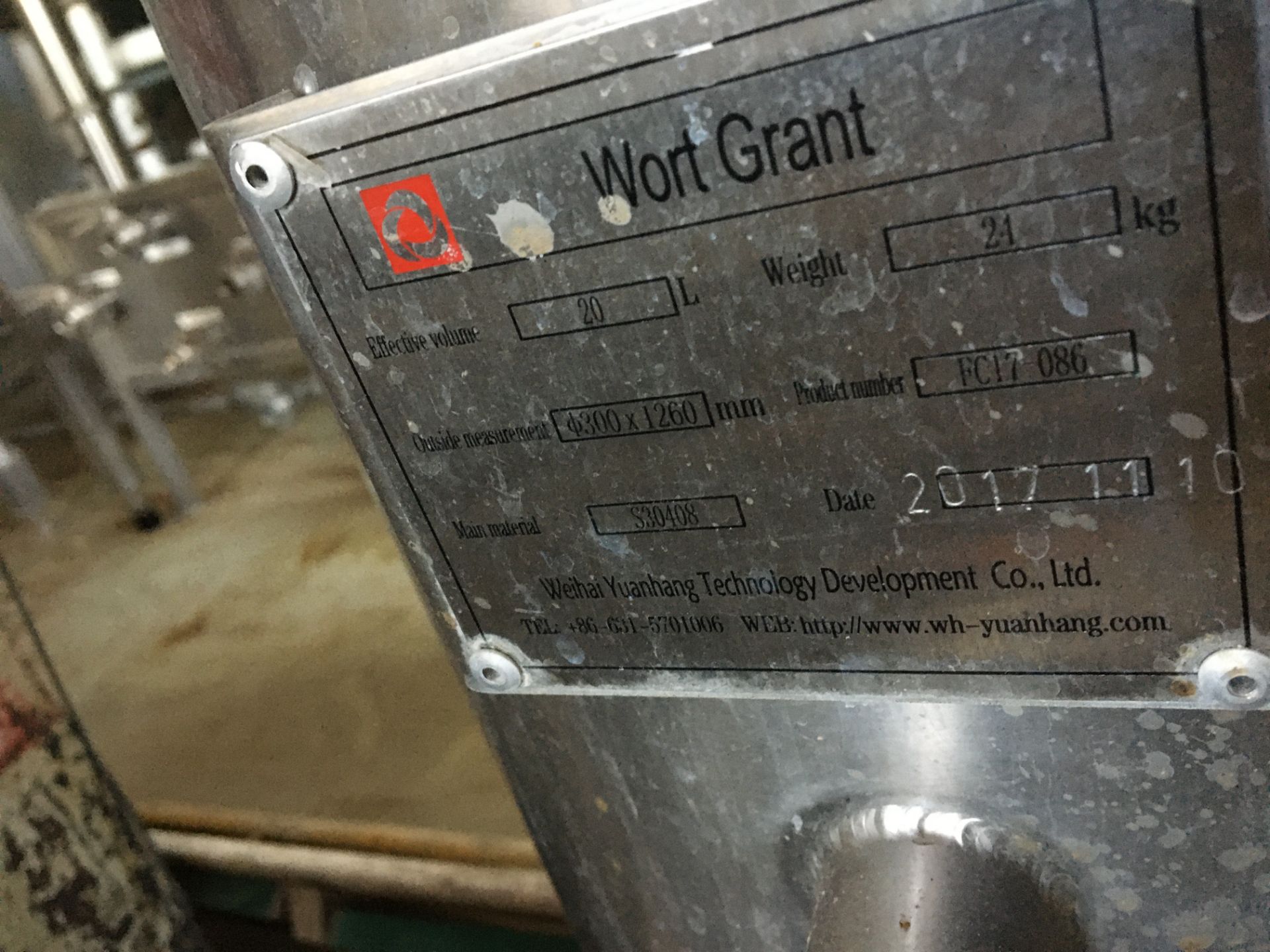 20-L Minnetonka Wort Grant, Stainless Steel; Vessel is a buffer tank between grain and wort (2017) - Image 8 of 10