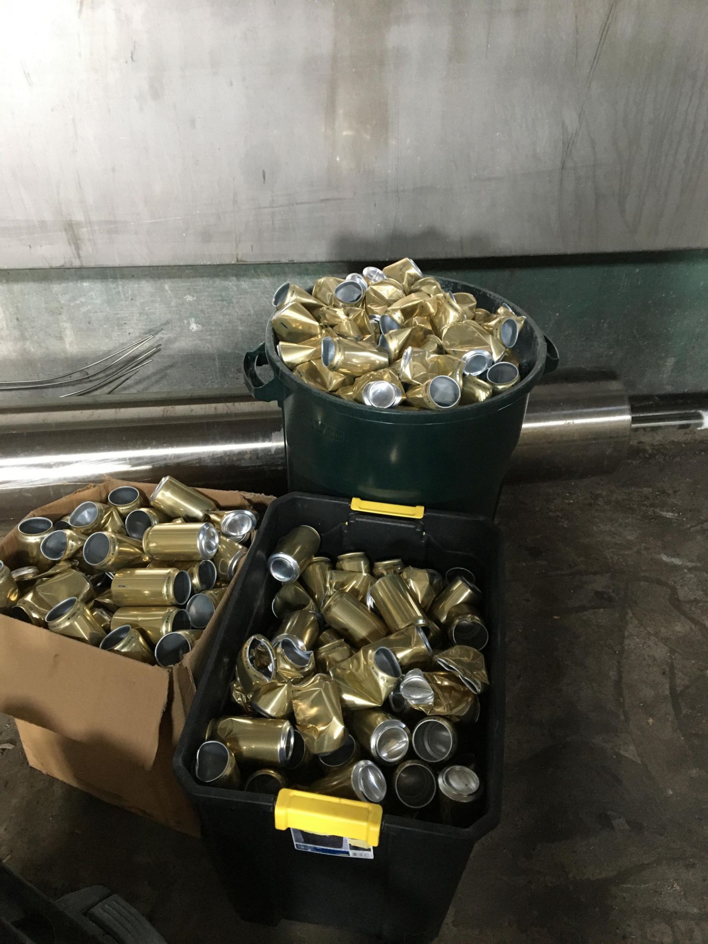 7 Pallets & 8 Trash Cans Carroll Brewing/ Gold Empty Aluminum Cans+ Can Tops - Image 9 of 23