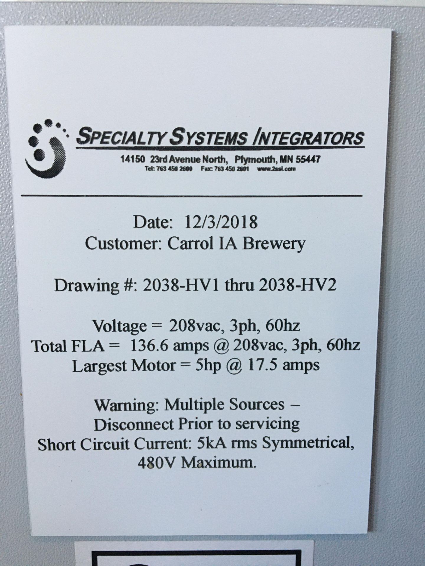 Specialty Systems Integrators Multiple Source Circuit Breaker Box/ Control Panel, Model B79854627, - Image 13 of 17