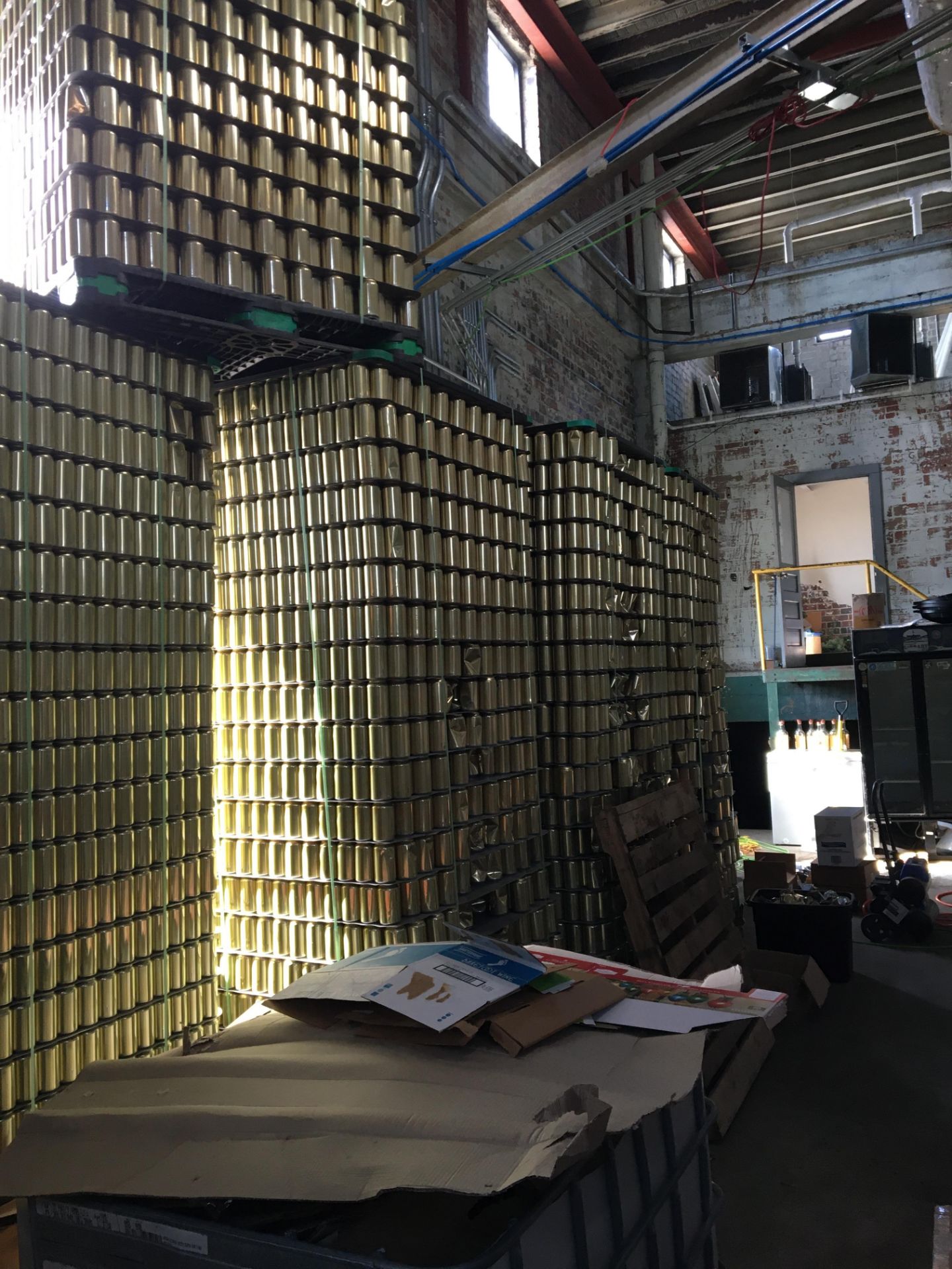 7 Pallets & 8 Trash Cans Carroll Brewing/ Gold Empty Aluminum Cans+ Can Tops - Image 3 of 23