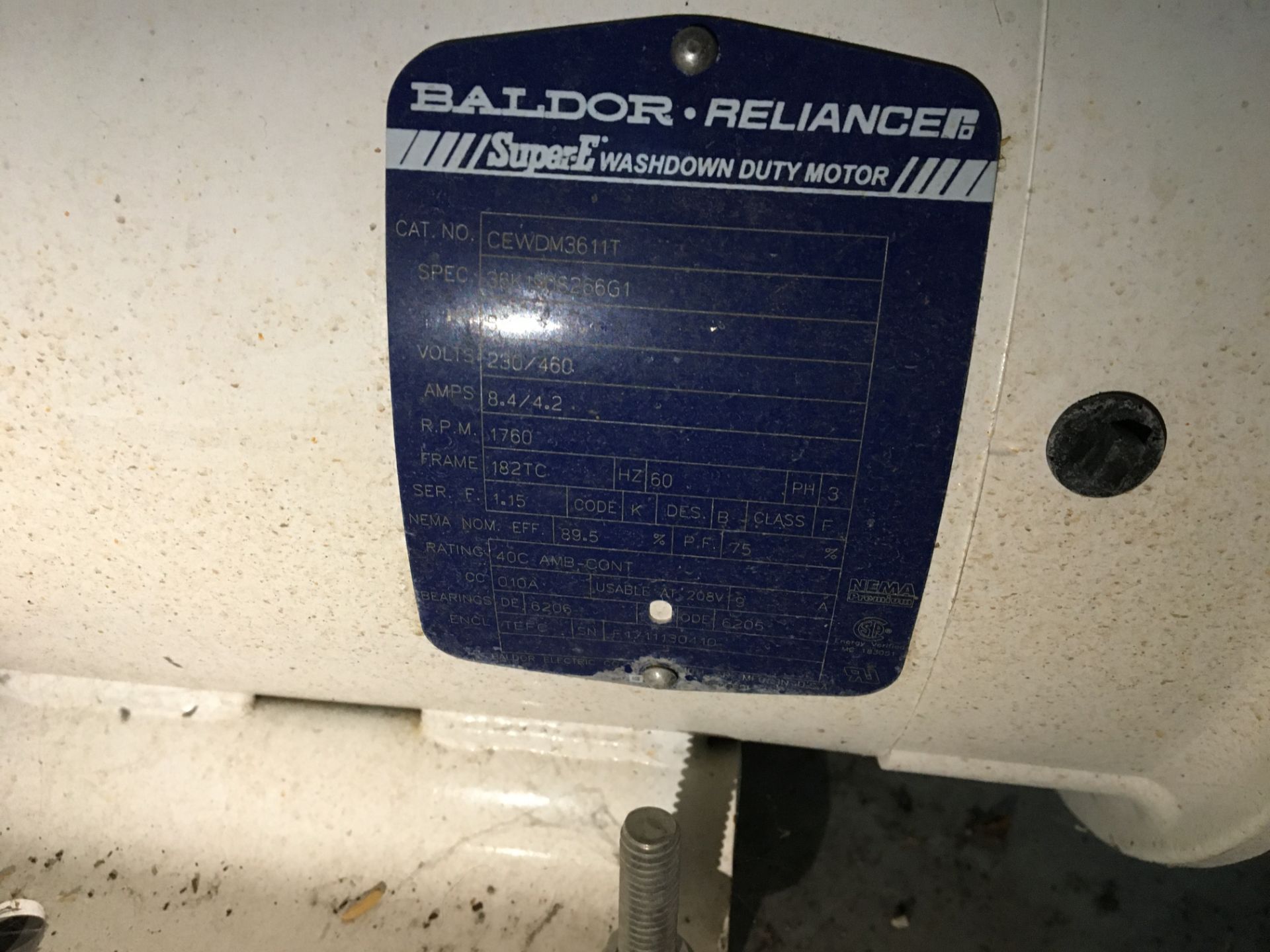 4 ea. Baldor-Reliance 3 HP Motors, Model 36K190S266G1, Serial Number F1711130515, F1711130410, - Bild 17 aus 27