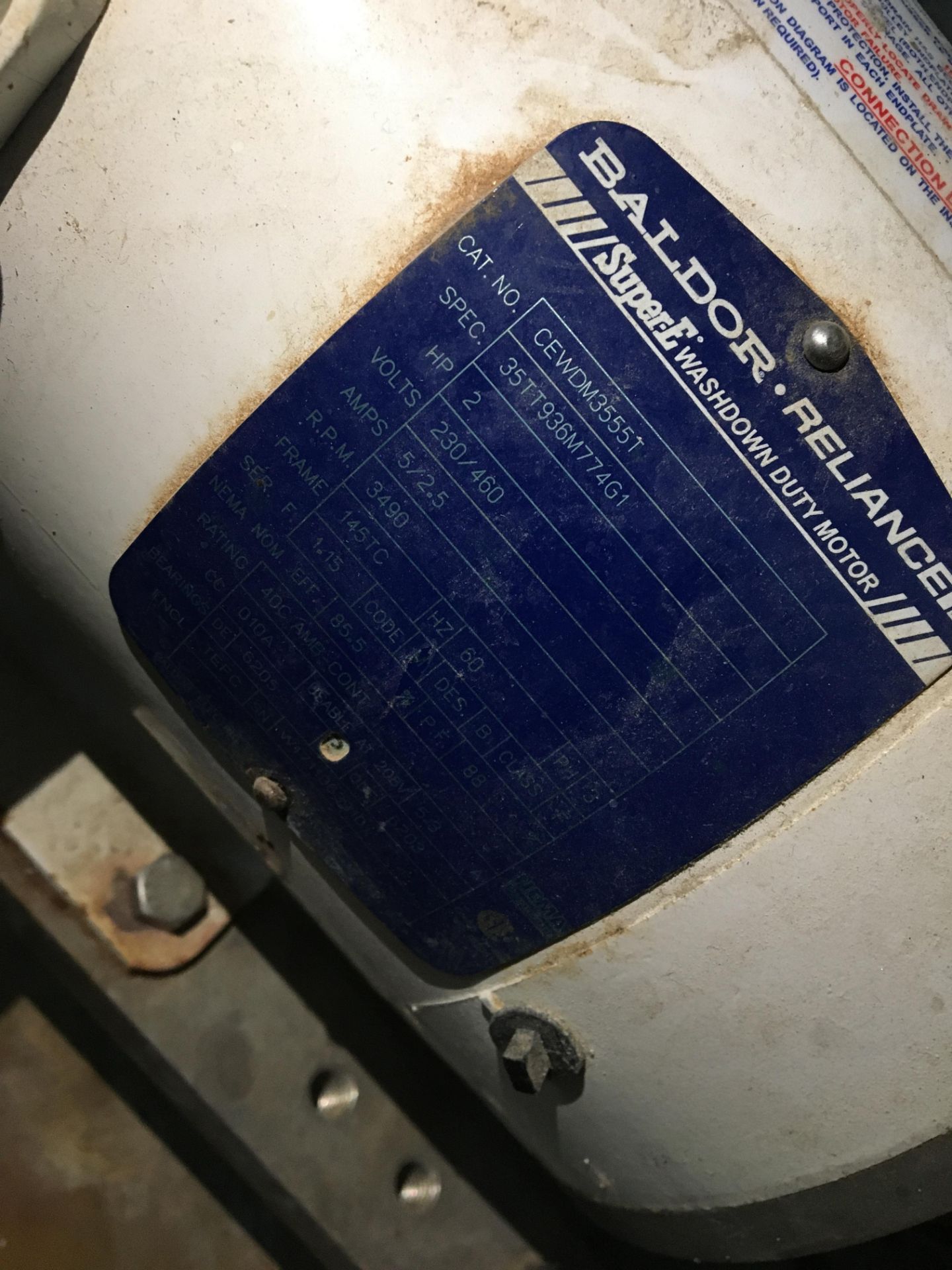 (5) Baldor-Reliance 2 HP Motors, Model 35TT936M774G1, Serial Number W1711063910, W1711063786, - Image 5 of 27