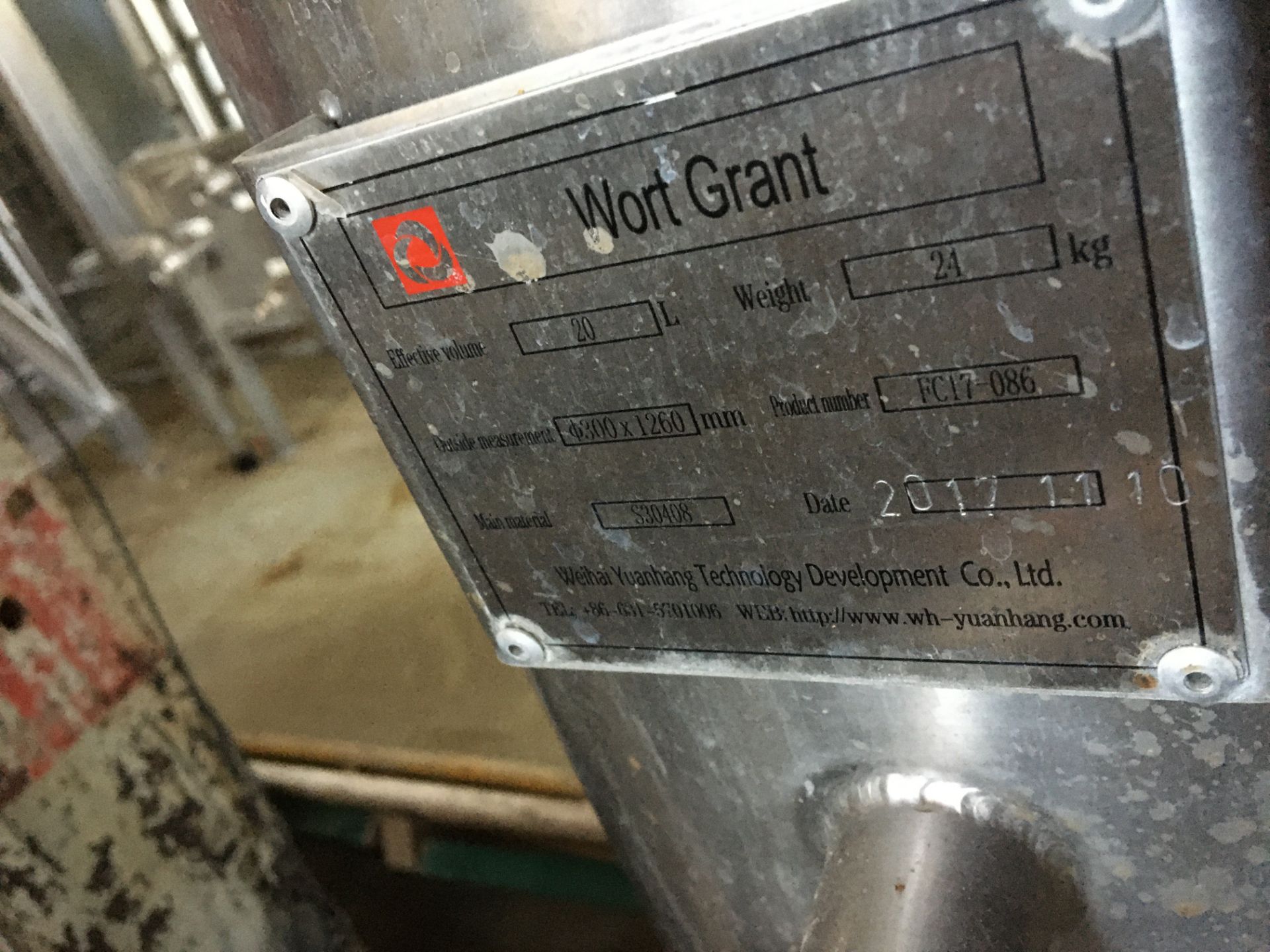 20-L Minnetonka Wort Grant, Stainless Steel; Vessel is a buffer tank between grain and wort (2017) - Image 7 of 10