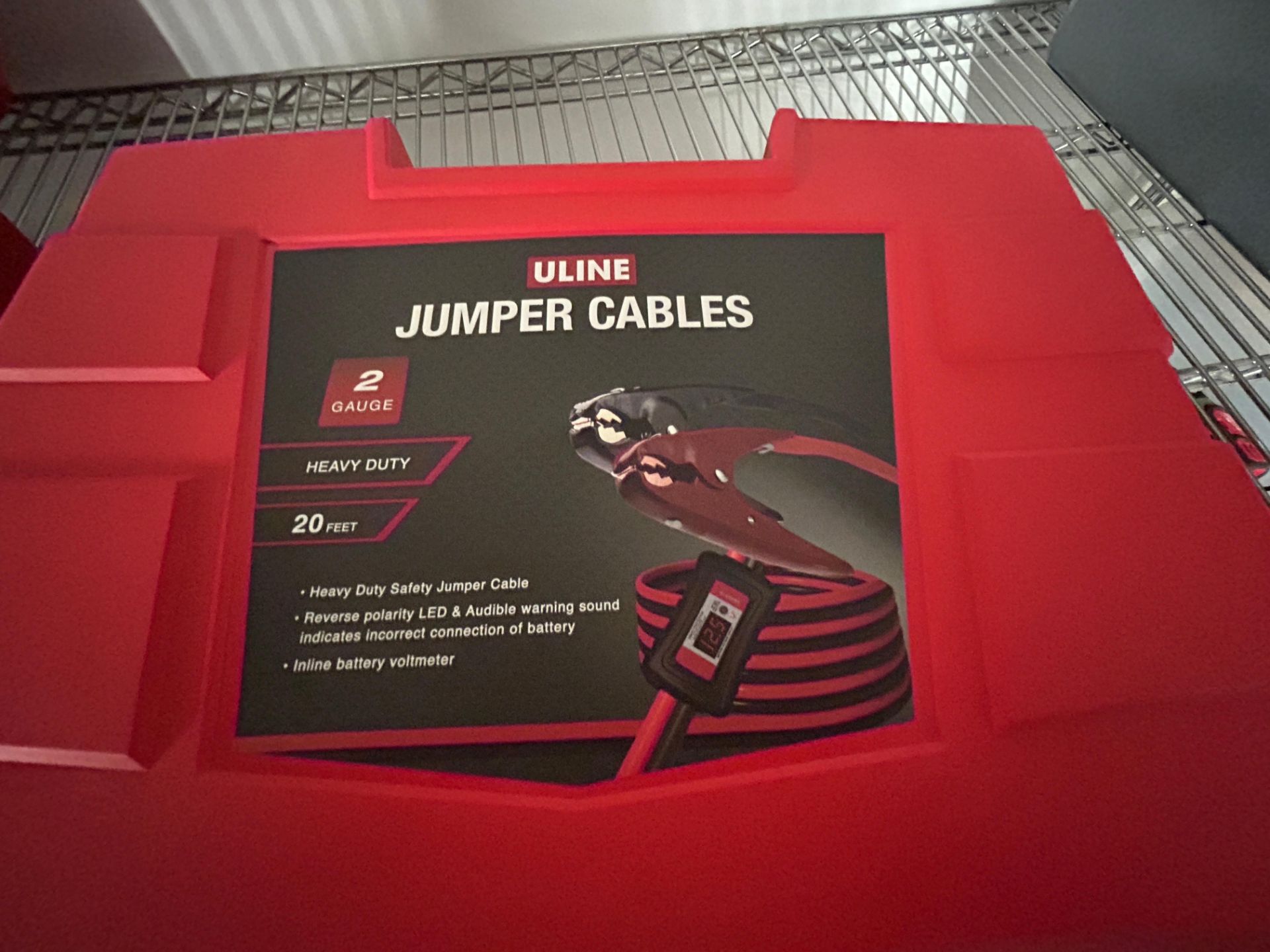 Uline Mdl Safety Cables, Jumper Cables with Case, 20 Feet Long, 2 Guage, Reverse Polarity LED & - Image 2 of 2