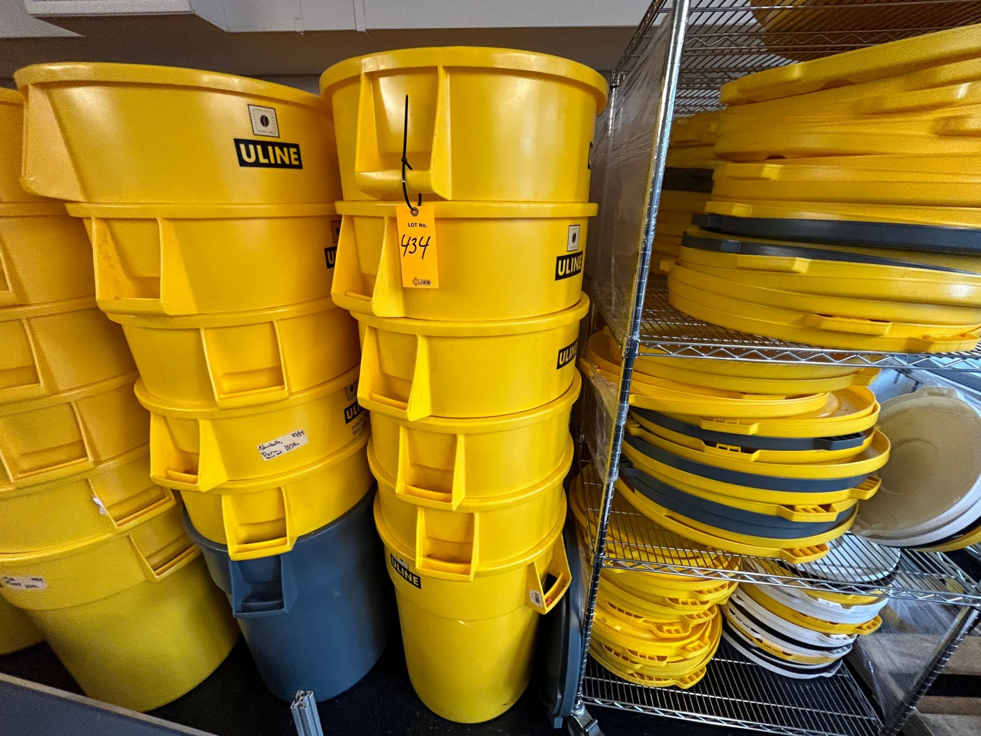 Rubbermaid, Lot approx (10) - Uline, 44 Gallon Yellow Food Grade Containers - Image 2 of 20