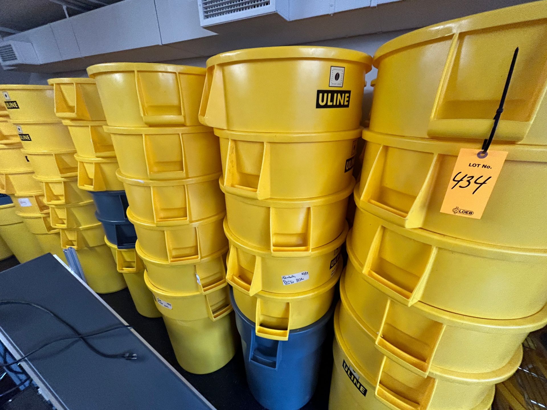 Rubbermaid, Lot approx (10) - Uline, 44 Gallon Yellow Food Grade Containers - Image 4 of 20