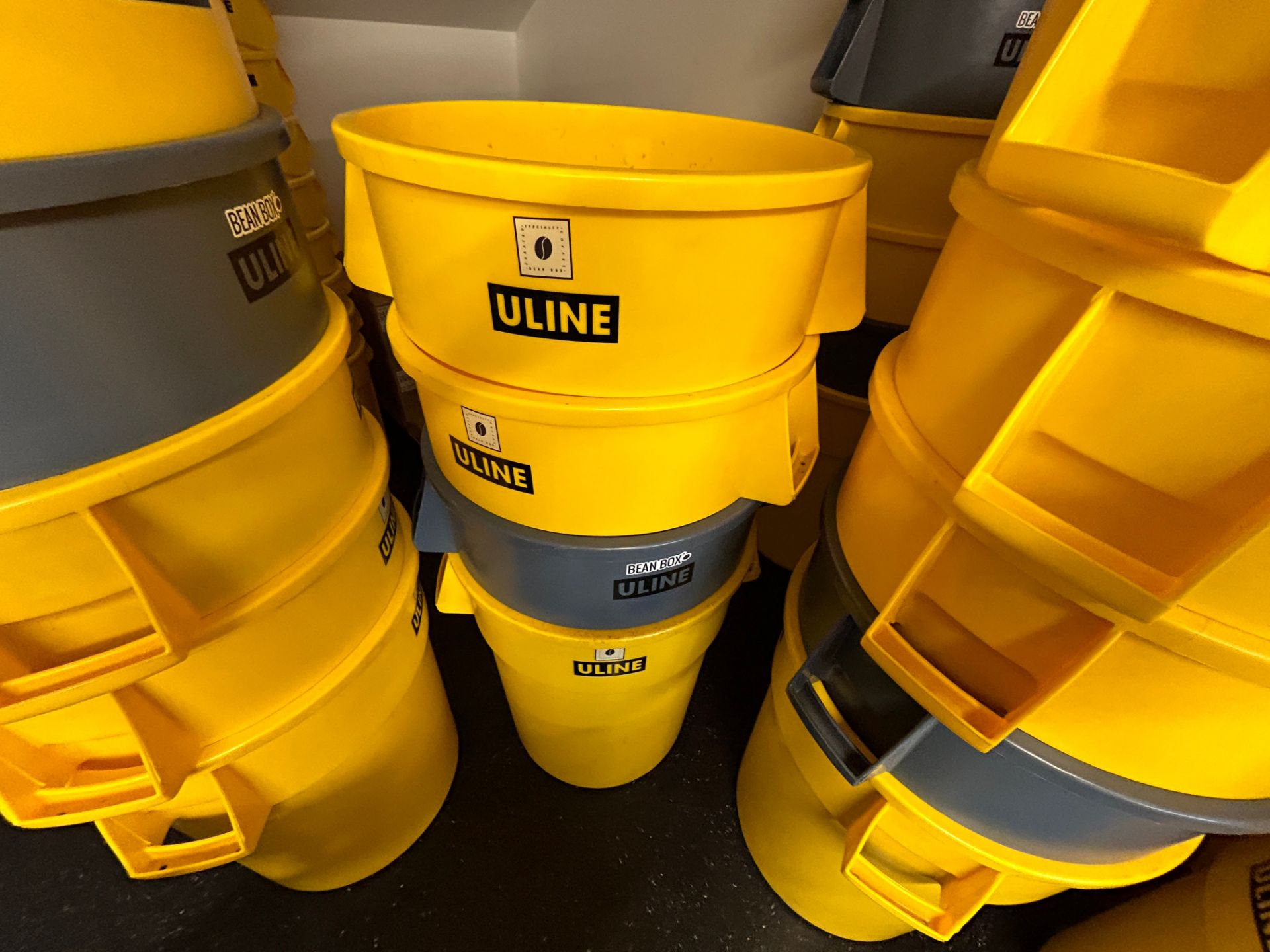 Rubbermaid, Lot approx (10) - Uline, 44 Gallon Yellow Food Grade Containers - Image 16 of 20