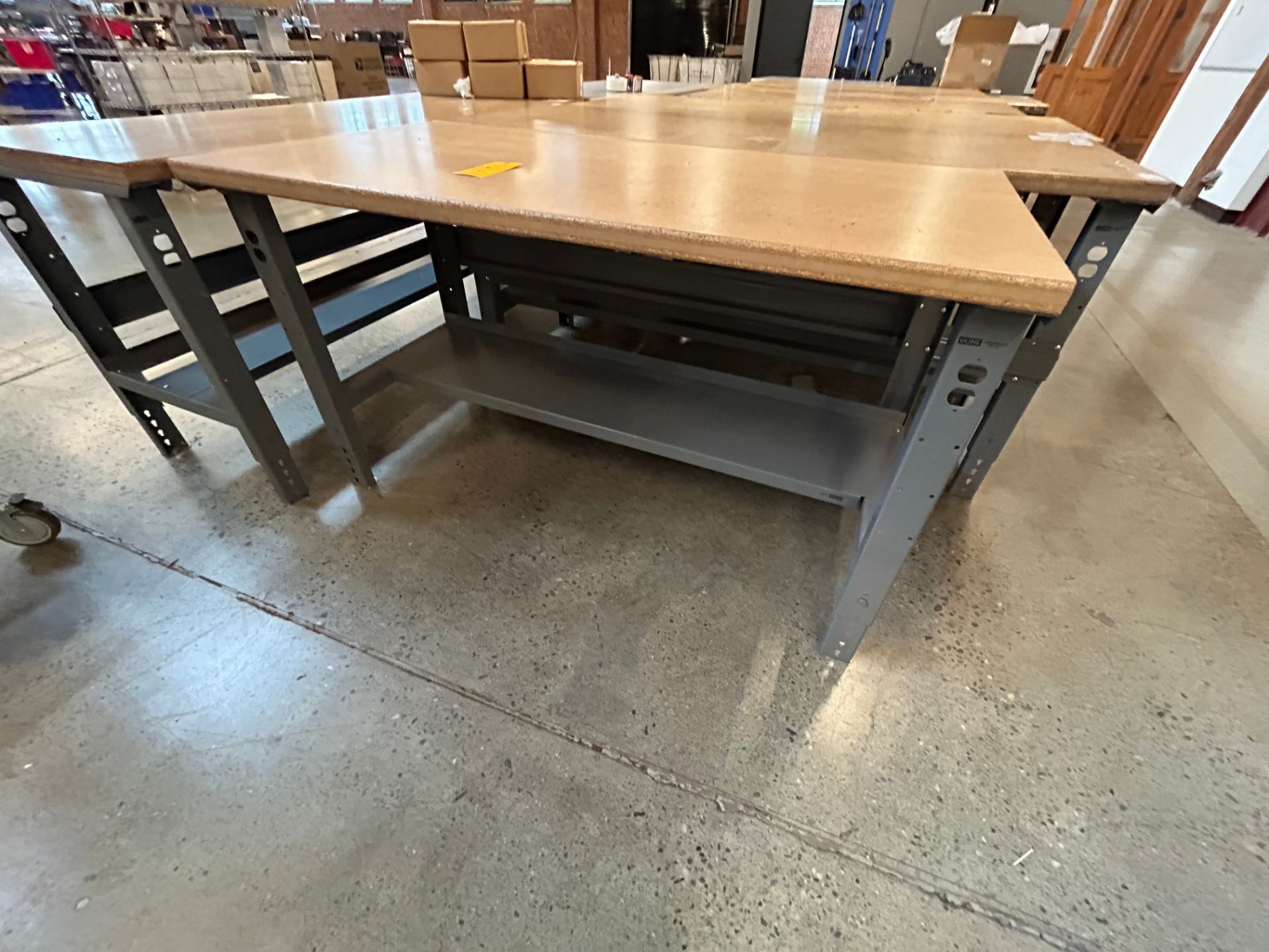 Lot (3) - Steel-Based Tables, with Wood Tops, 5.5 ft. x 3 Ft. - Image 2 of 3