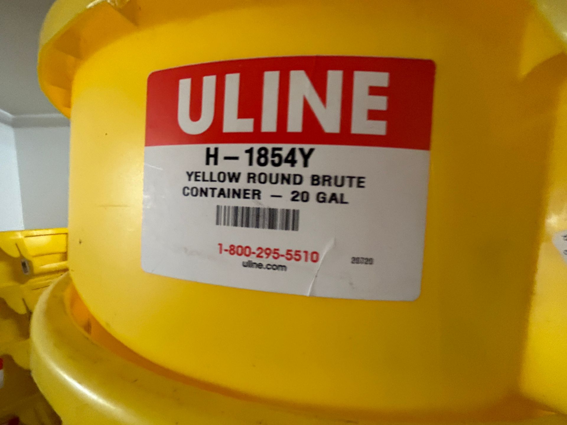 Rubbermaid Mdl H-1854Y, Lot (5) Uline, 20 Gallon Yellow Food Grade Containers - Image 3 of 3