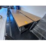 Lot (4) - Steel-Based Tables, with Wood Tops, (3) 5 ft. x 3 Ft. (1) 14 ft. x 3 ft.