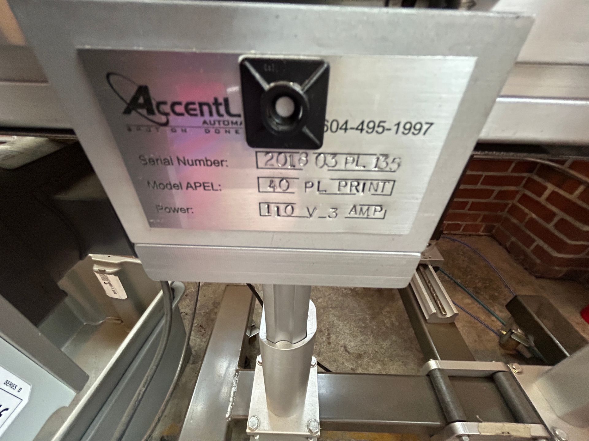 Accent Label Automation Mdl 40 PL Print, Pressure Sensitive Labeler With Novex Solution Labeler - Image 2 of 6