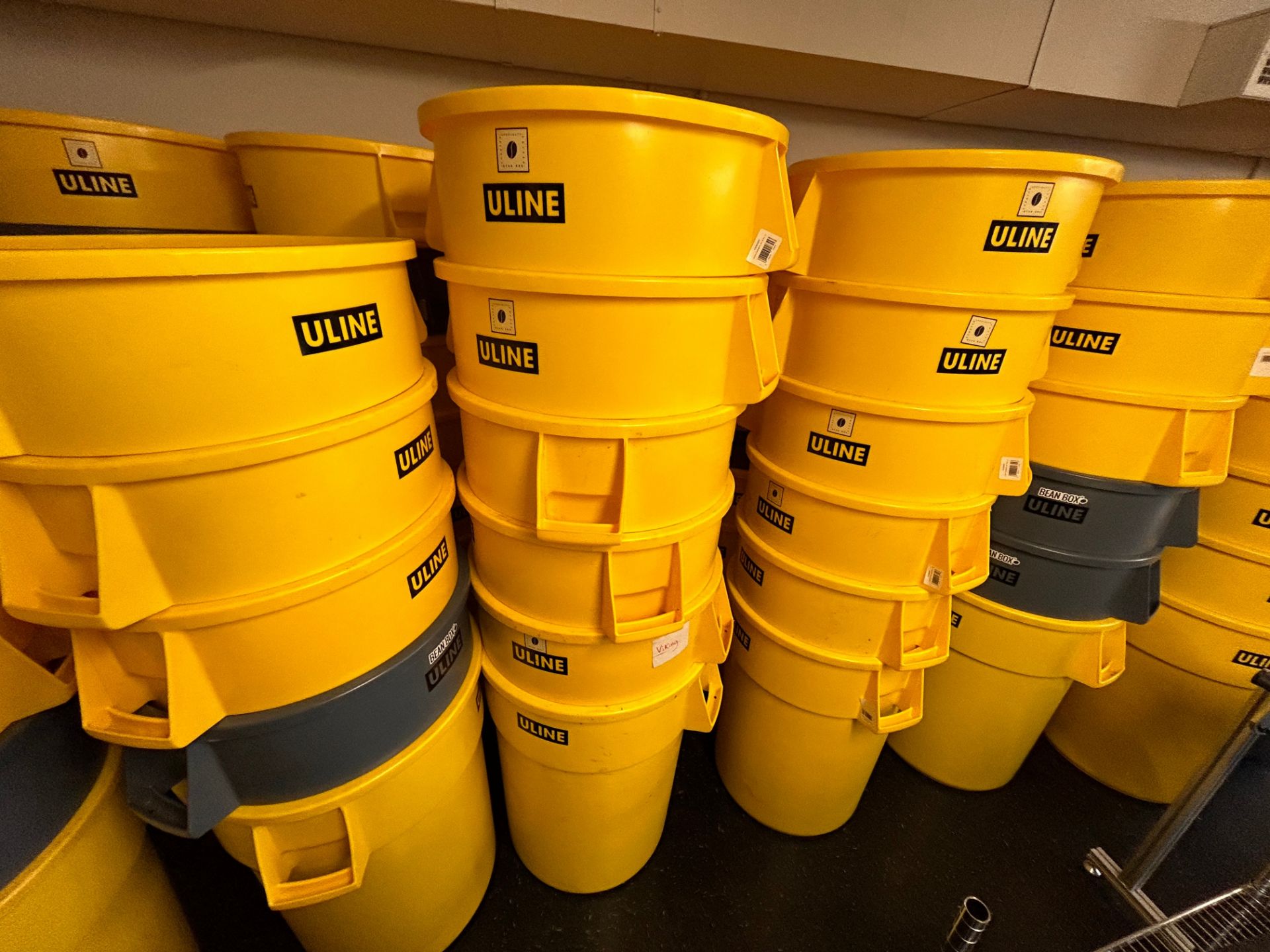 Rubbermaid, Lot approx (10) - Uline, 44 Gallon Yellow Food Grade Containers - Image 12 of 20