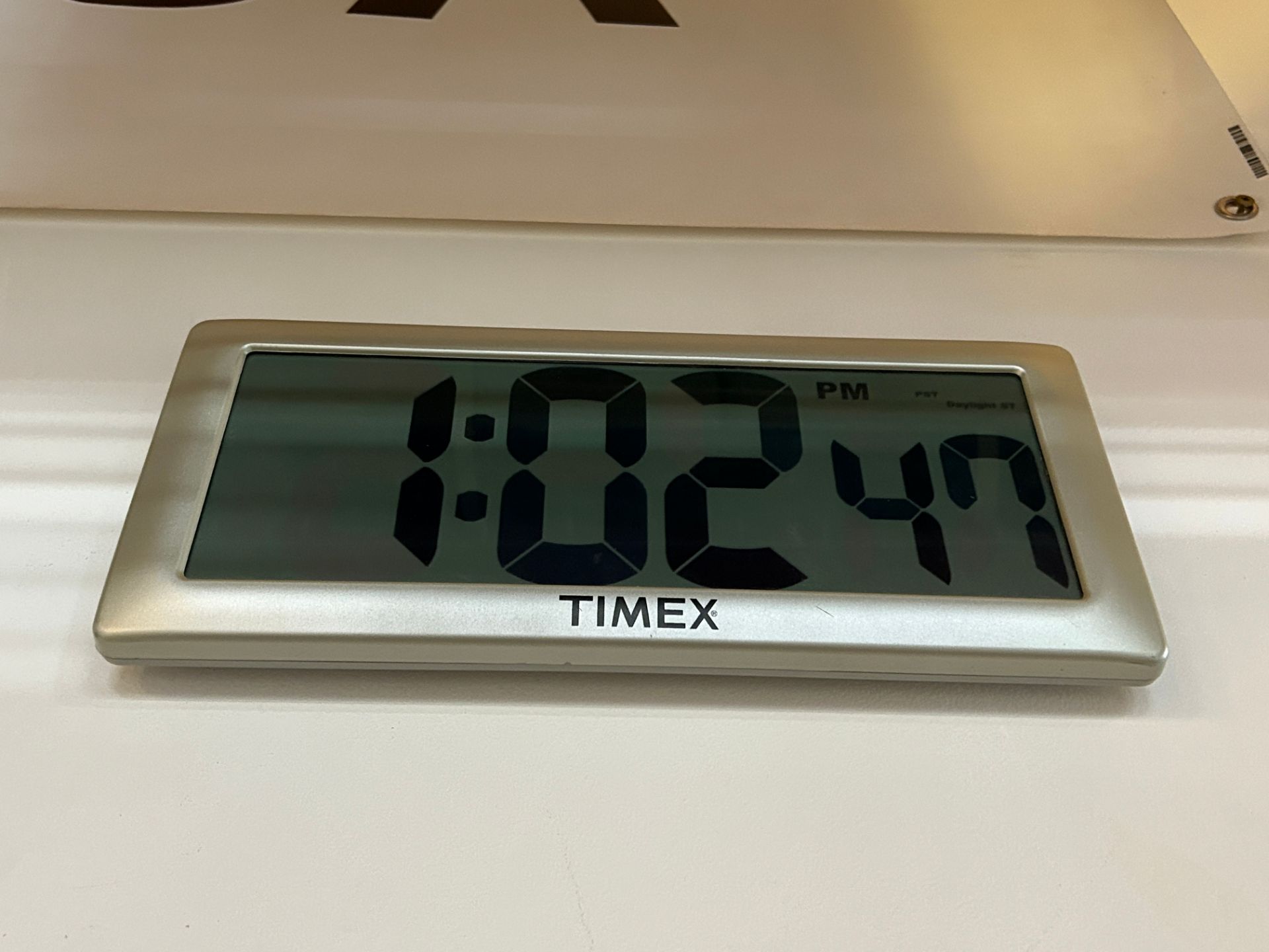 Timex / XREXS, Lot - (2) Wall Mount Digital Clocks, with Time, Day, Date Displayed - Image 2 of 2