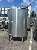 Aprox. 500 Gal. S/S Jacketed Tank, Internal Dims.: Aprox. 62” L x 49” Dia., Mounted on S/S Legs (15)