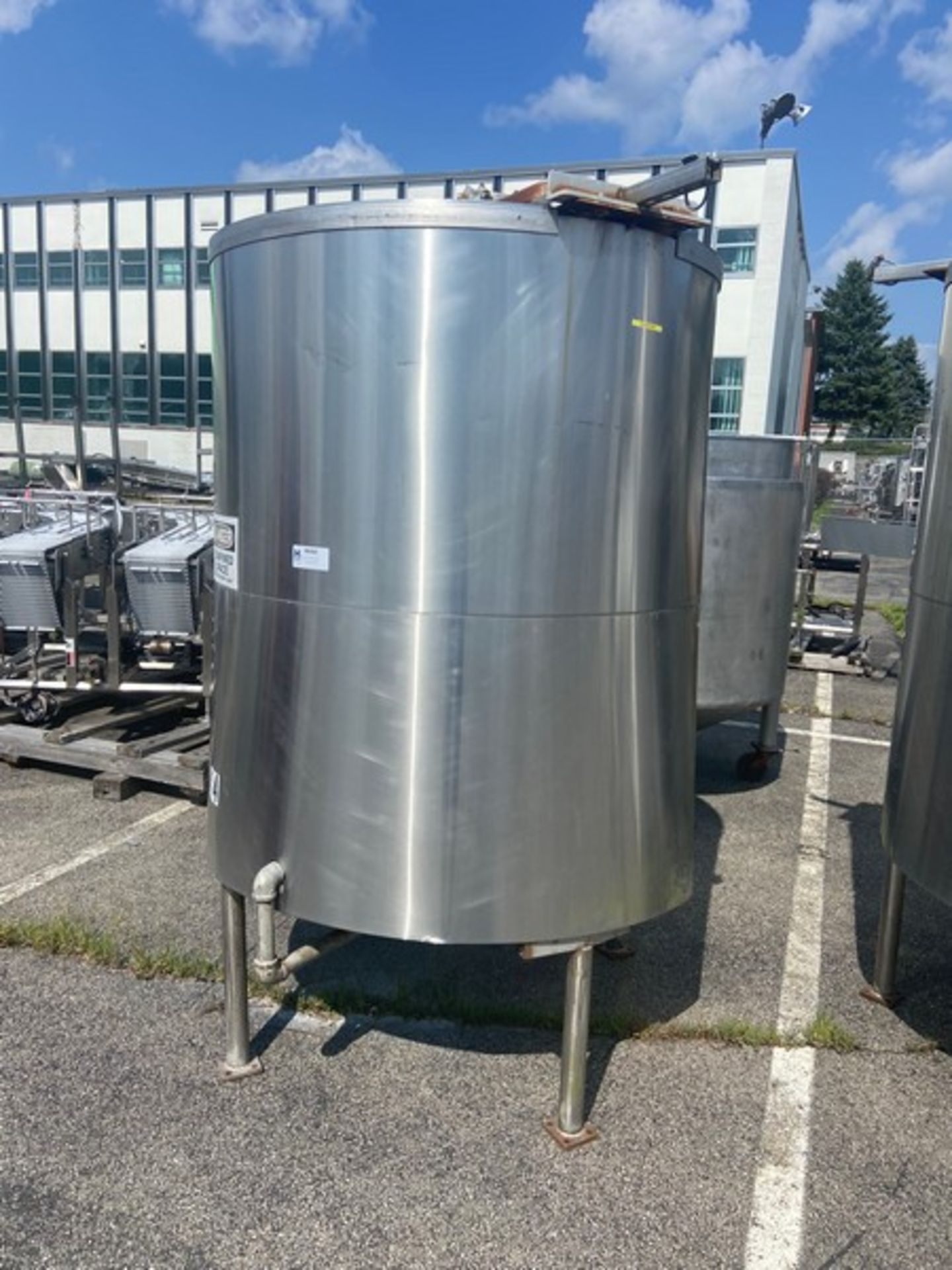 Aprox. 500 Gal. S/S Jacketed Tank, Internal Dims.: Aprox. 62” L x 49” Dia., Mounted on S/S Legs (15)