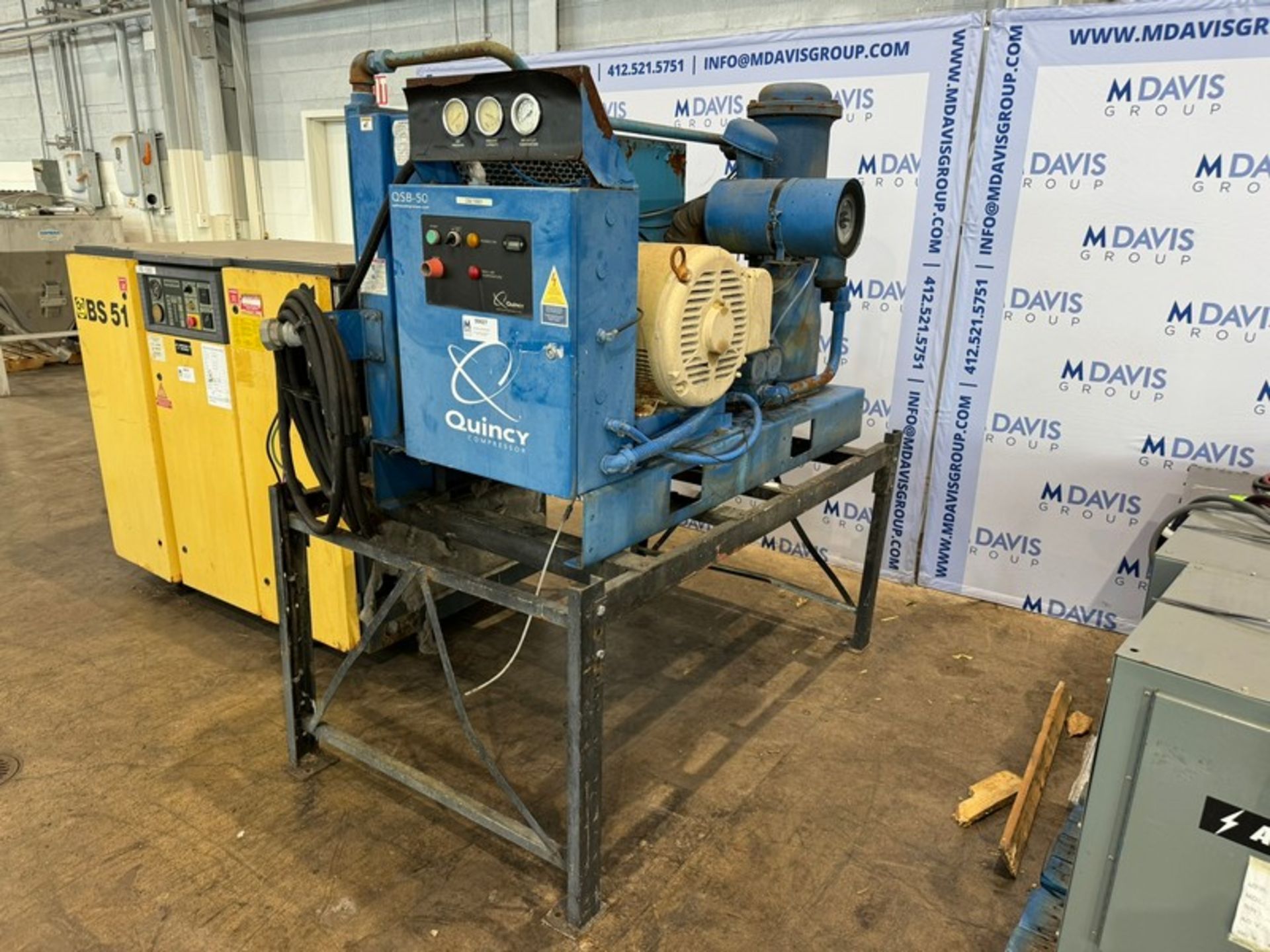 Quincy 50 hp Air Compressor,M/N QSB-50, Mounted On Mild Steel Frame(INV#99427) (Located @ the MDG