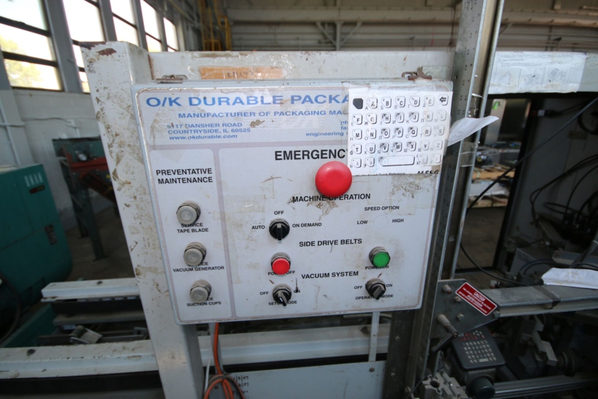 O/K DURABLE PACKAGING SYSTEMSCASE ERECTOR, MODEL TGA2000, S/N 088002E, WITH BOTTOM TAPE SEALER AND - Image 18 of 24