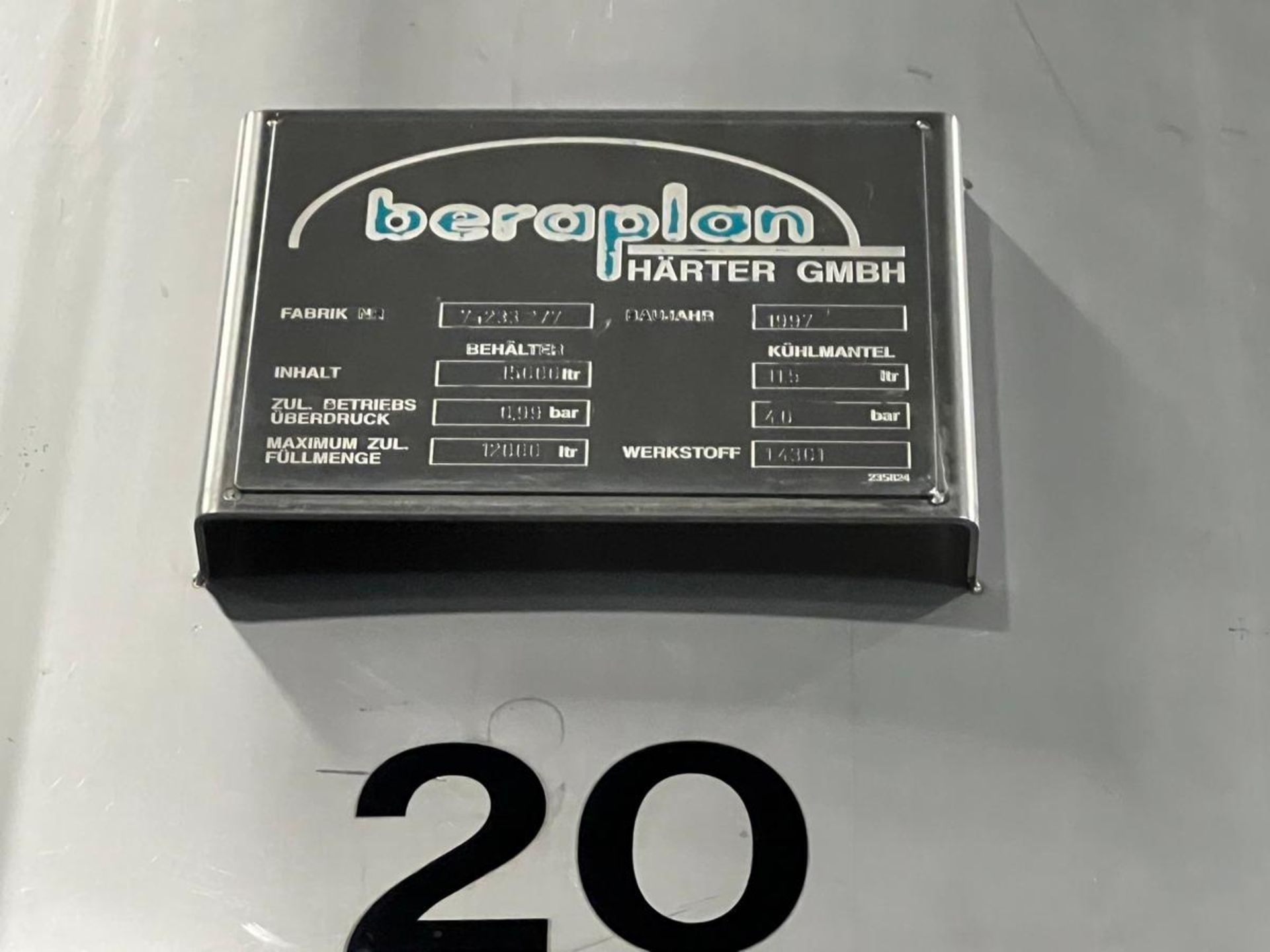 2011 Bera-Plan 100-BBL S/S Fermentation Tank, Aprox. 84" Dia. x 156" Straight Height, with Jacket ( - Image 10 of 17