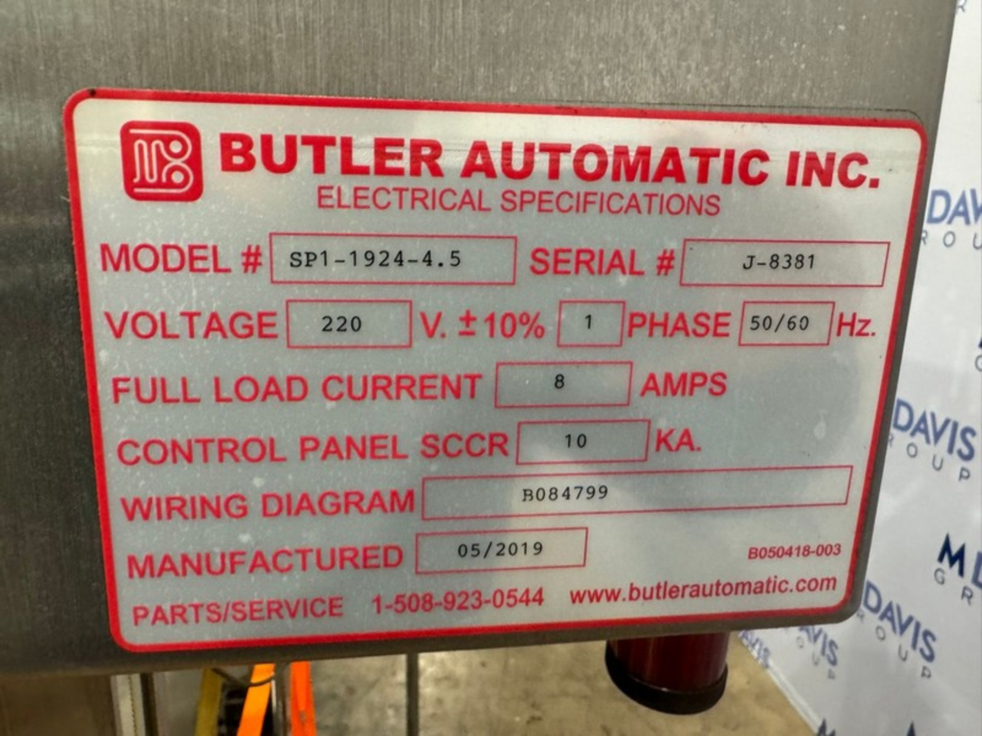 2019 Butler Automatic Inc. Splicer,M/N SP1-1924-4.5, S/N J-8381, 220 Volts, 1 Phase, S/S Control - Image 11 of 11