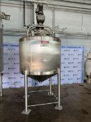 Aprox. 400 Gal. S/S Single Wall Vertical Tank, Cone Bottom, Vessel Dims.: Aprox. 40” Tall x 54”