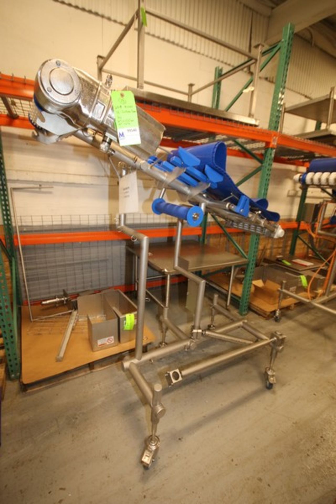 2019 Alimec Aprox. 70" L x 15.5"W x 50" to 74" S/S Inclined Belt Conveyor, with Bauer S/S Drive