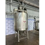 Mueller Aprox. 800 Gal. S/S Vertical Tank, S/N H39152-1, with Jacketed Cone Bottom, Vessel Dims.: