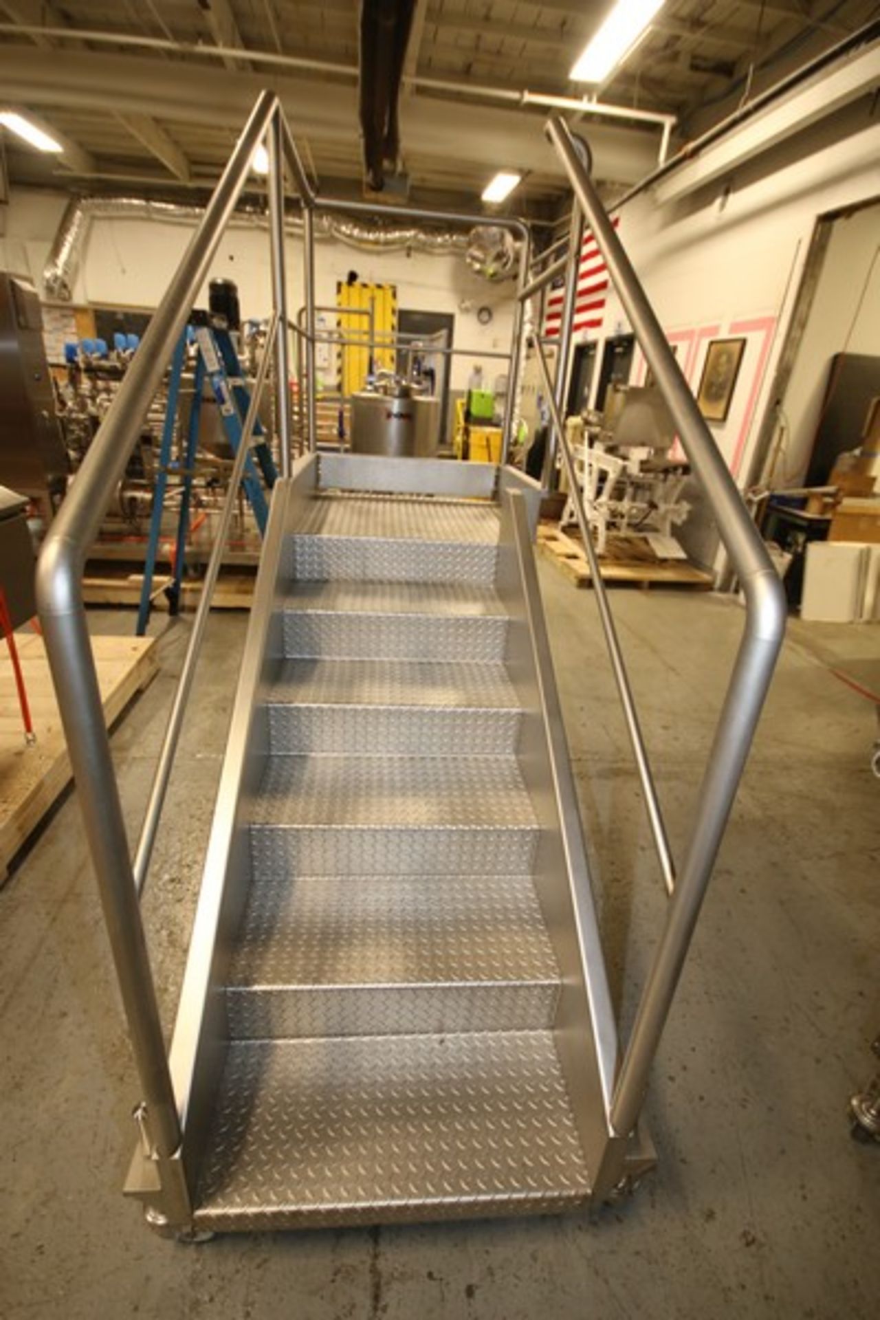 Aprox. 8 ft L x 37" W x 39" H Portable S/S Stairs with Handrail, Diamond Flooring (INV#99533) ( - Image 2 of 4