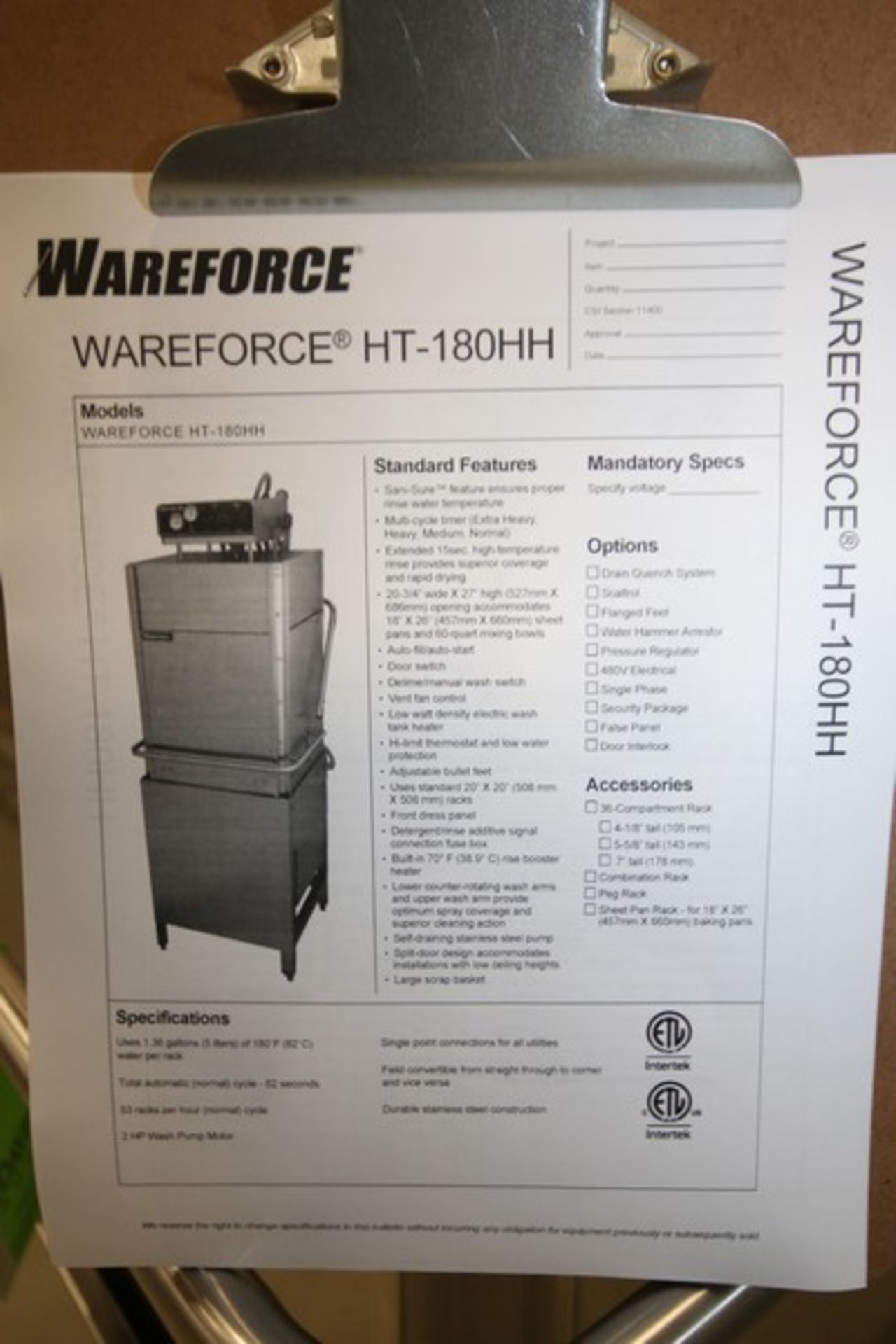 Jackson Commercial S/S Dishwasher, Model HT-180HH, SN 21A390622, 208-230-460V (INV#101640) ( - Image 9 of 9