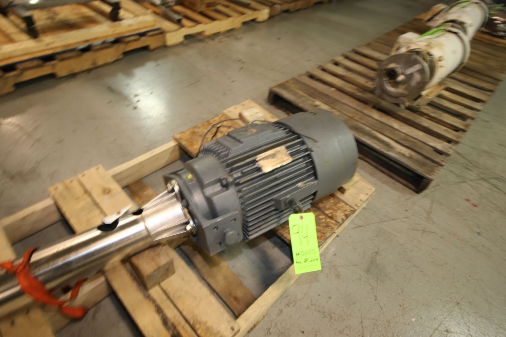 S/S 20 hp Agitation Shaft, with Reliance 3500 RPM Motor, Aprox. 50" L Shaft, 230/460V (INV#61572)( - Image 3 of 3