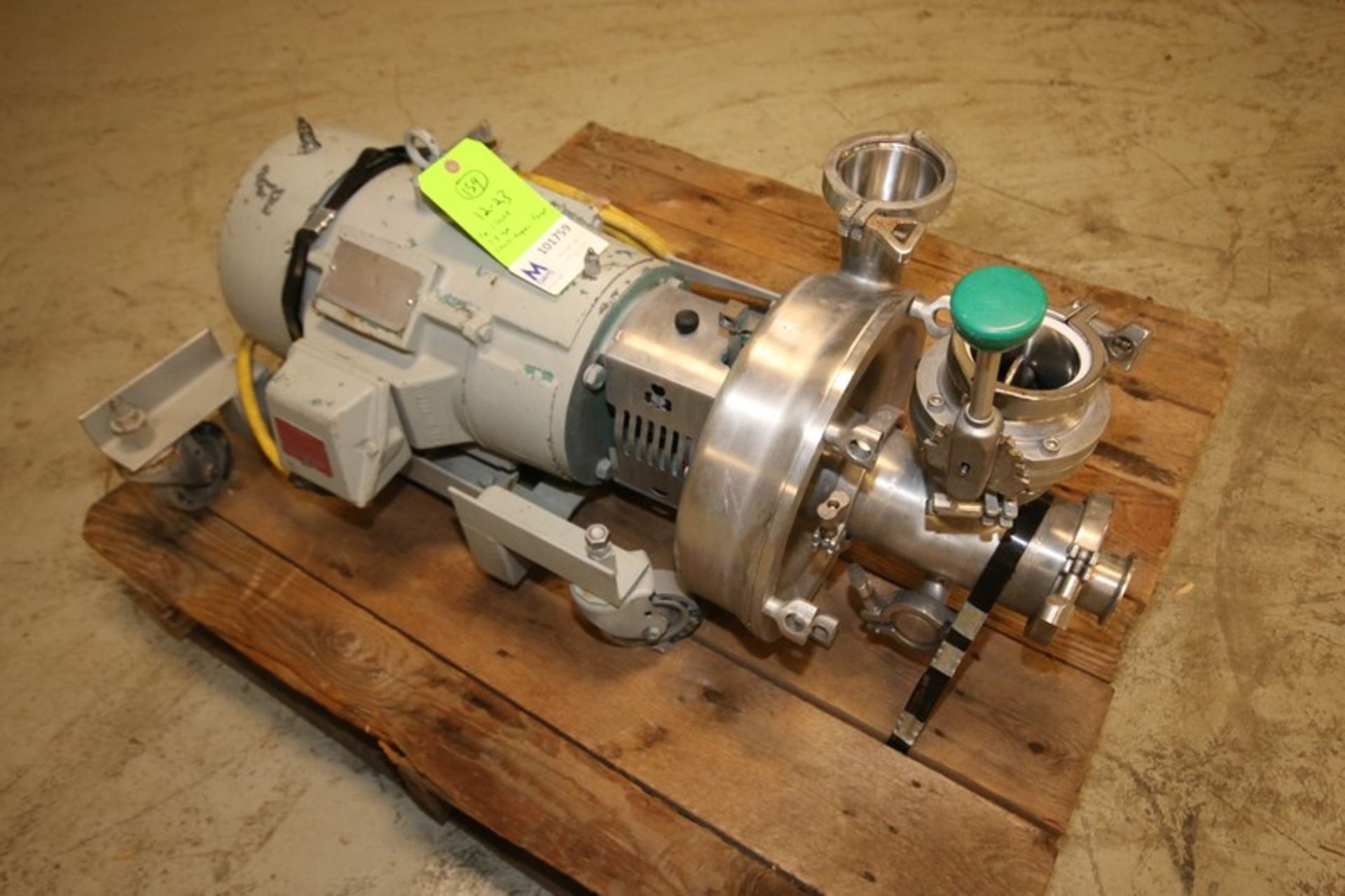 Tri Clover 7.5 hp Centrifugal Portable Pump, with Reliance 1755 rpm Motor, 4" x 3" CT Head, 230/