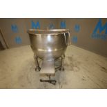 Groen 150 Gallon S/S Jacketed Kettle, Model FT-150 SN 81076-2, with Hinged Lid, 3" Threaded Bottom