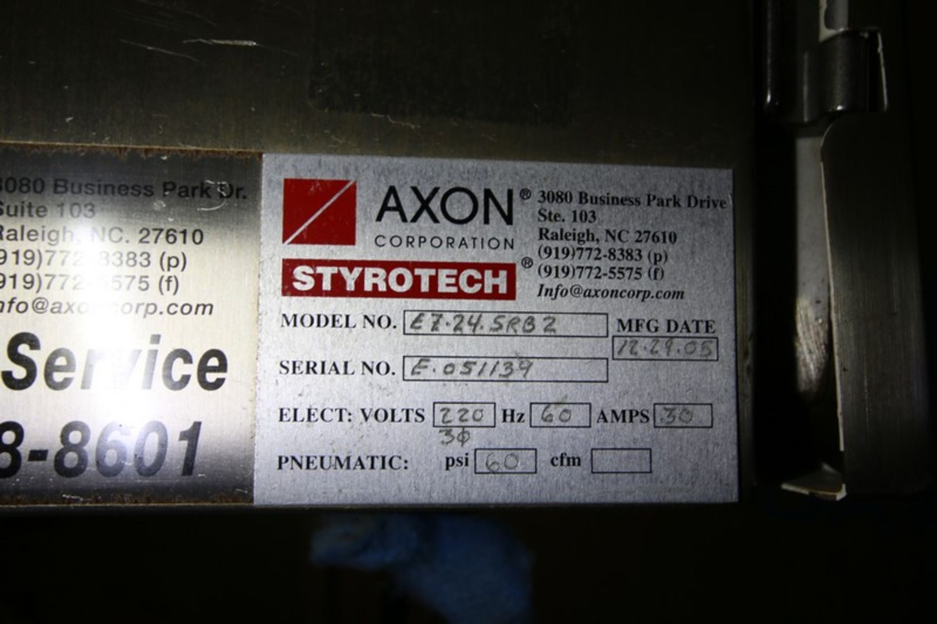 Axon Electric S/S Shrink Sleeve Heat Tunnel, Model E7 24 SRB2, SN E-051139, with 7" W x 7" H - Image 11 of 11