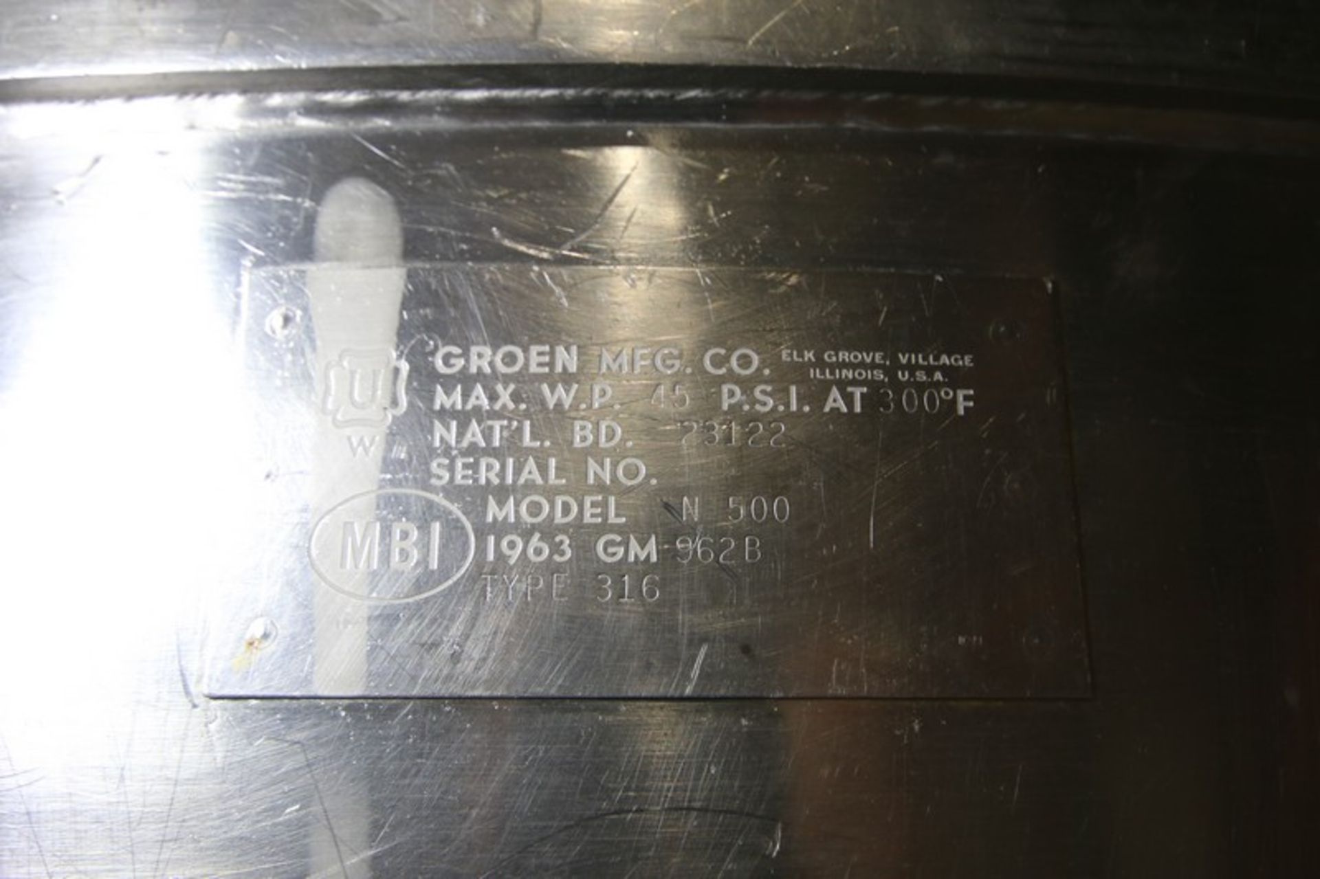 Groen 500 Gallon Jacketed S/S Kettle, Model 500, SN & BN 23122, with Bottom & Side Scrape Surface - Image 14 of 16