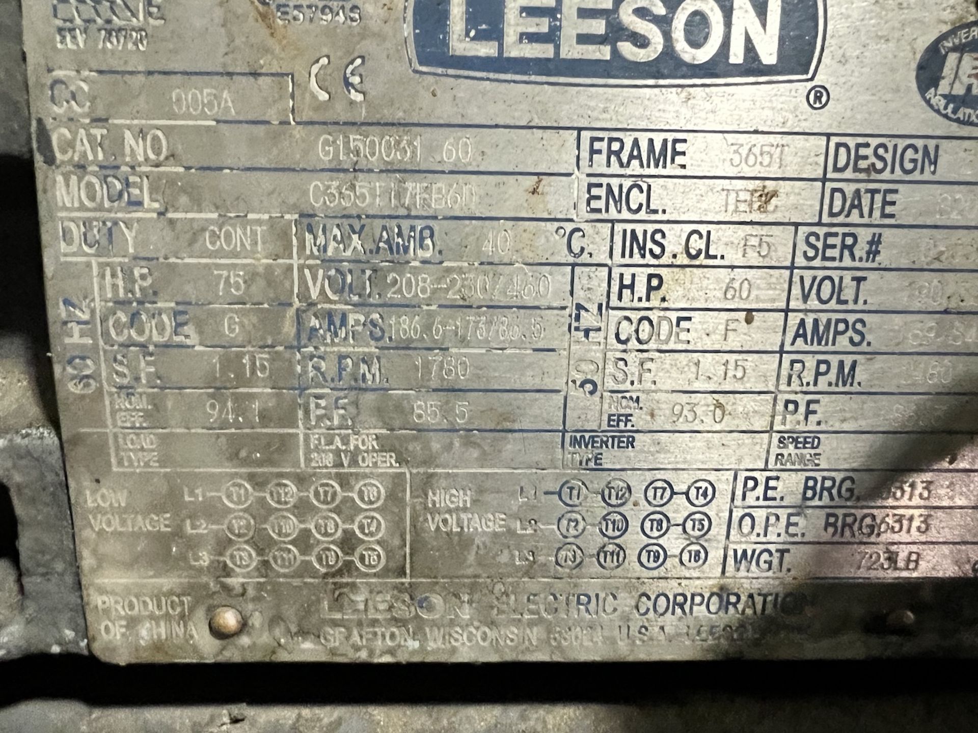 FLOWSERVE SINGLE CASE AXIALLY SPLIT CENTRIFUGAL PUMP, MODEL 6LR-13A/12.75 SF, S/N 0906-1811 B, 175 - Image 4 of 6