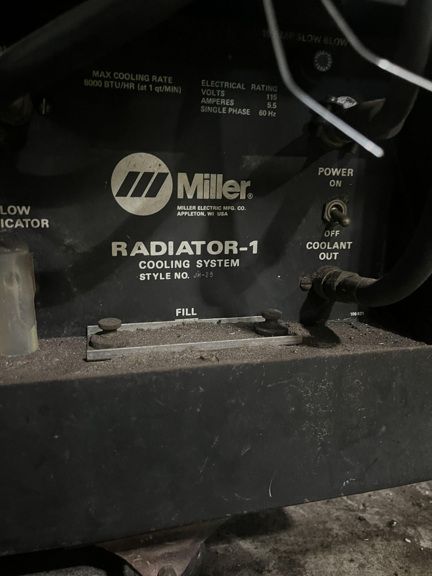 MILLER RADIATOR-1 COOLING SYSTEM STYLE NO JH-23 ELECTRICAL RATING VOLTS 115 AMPS 5.5 SINGLE PHASE 60 - Image 2 of 3