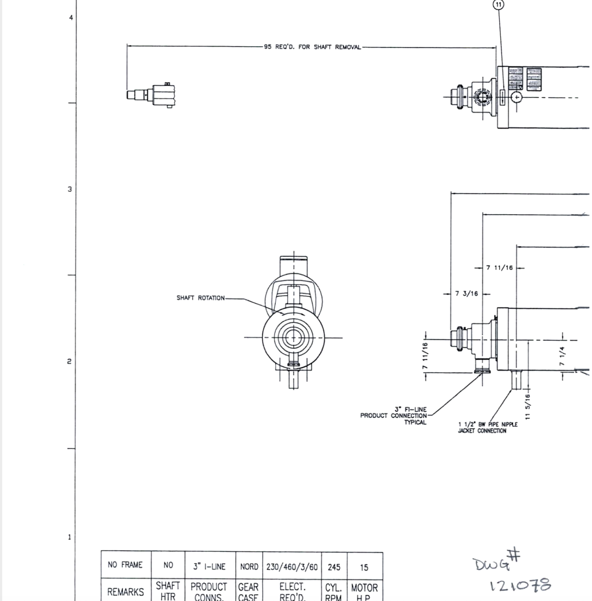 CHERRY BURRELL VOTATOR 2 SCRAPE SURFACE HEAT EXCHANGER, MODEL 597547, S/N A7288 (RECENT PARTS AND - Image 10 of 13