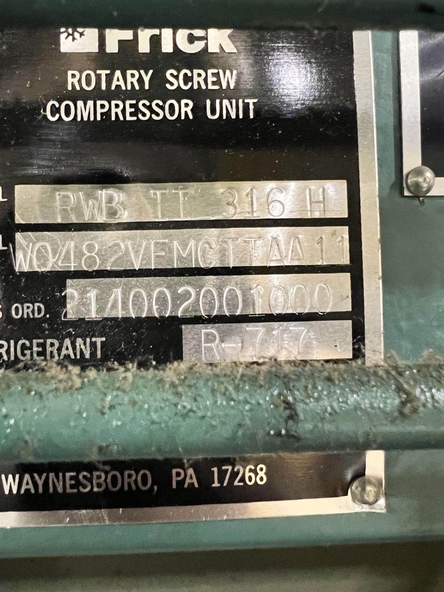 FRICK AMMONIA SCREW COMPRESSOR, MODEL RWB II 316 H, S/N WO482VFMCTTAA11, 3600 RPM - Image 14 of 34