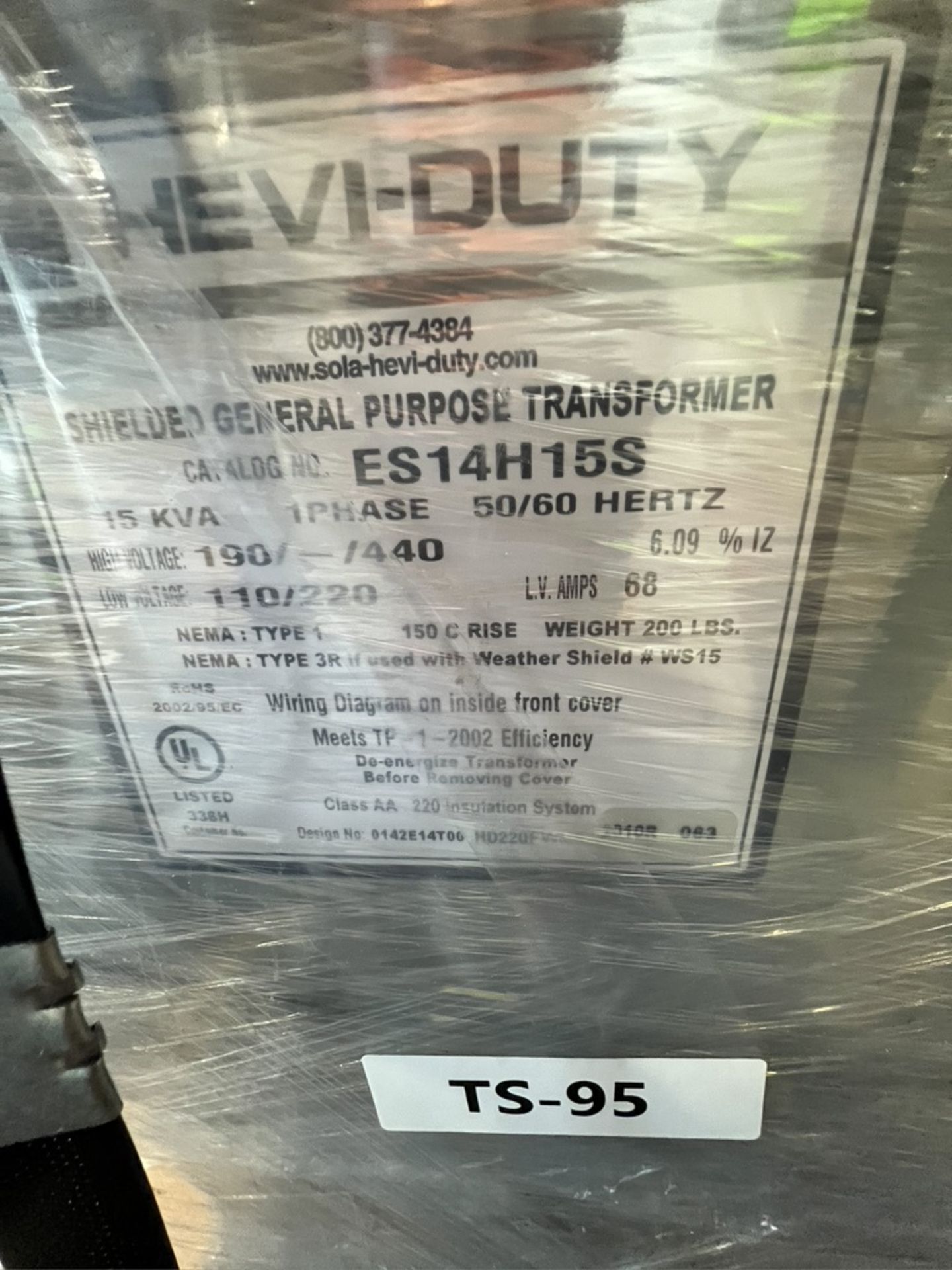 (2) TRANSFORMERS, (1) NEW Transformer 15 KVA, Emerson # ES14H15S ( 105184525 ), (1) GENERAL ELECTRIC - Image 8 of 13