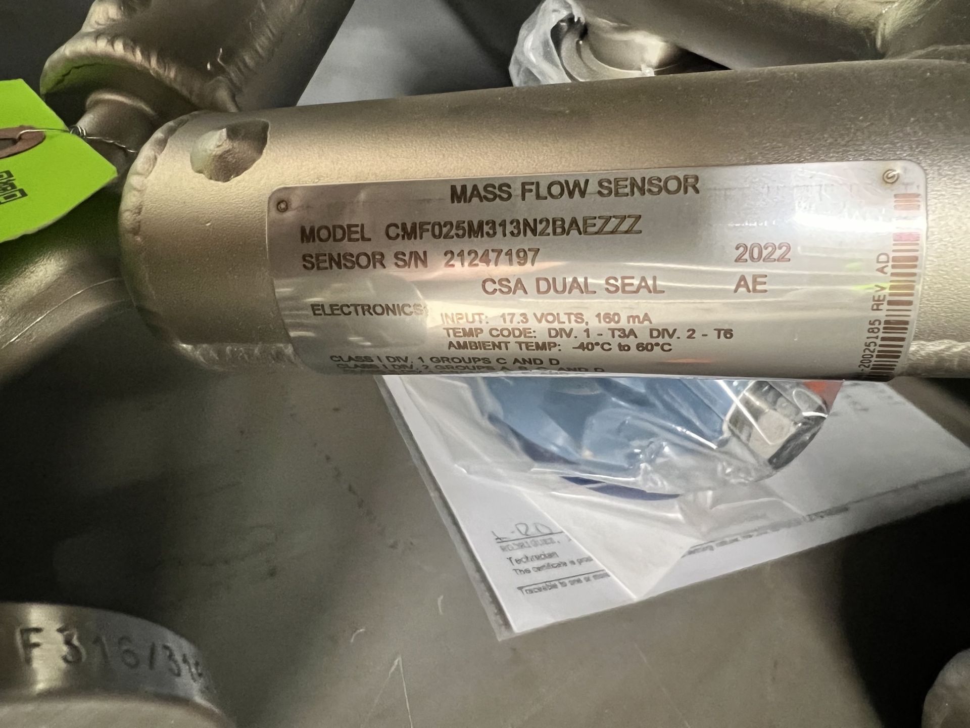 (2) FLOW METERS, (1) MICROMOTION FLOW P/N#CMF025M313N2BAEZZZ, (1) MICRO MOTION MASS FLOW METER, - Image 5 of 8