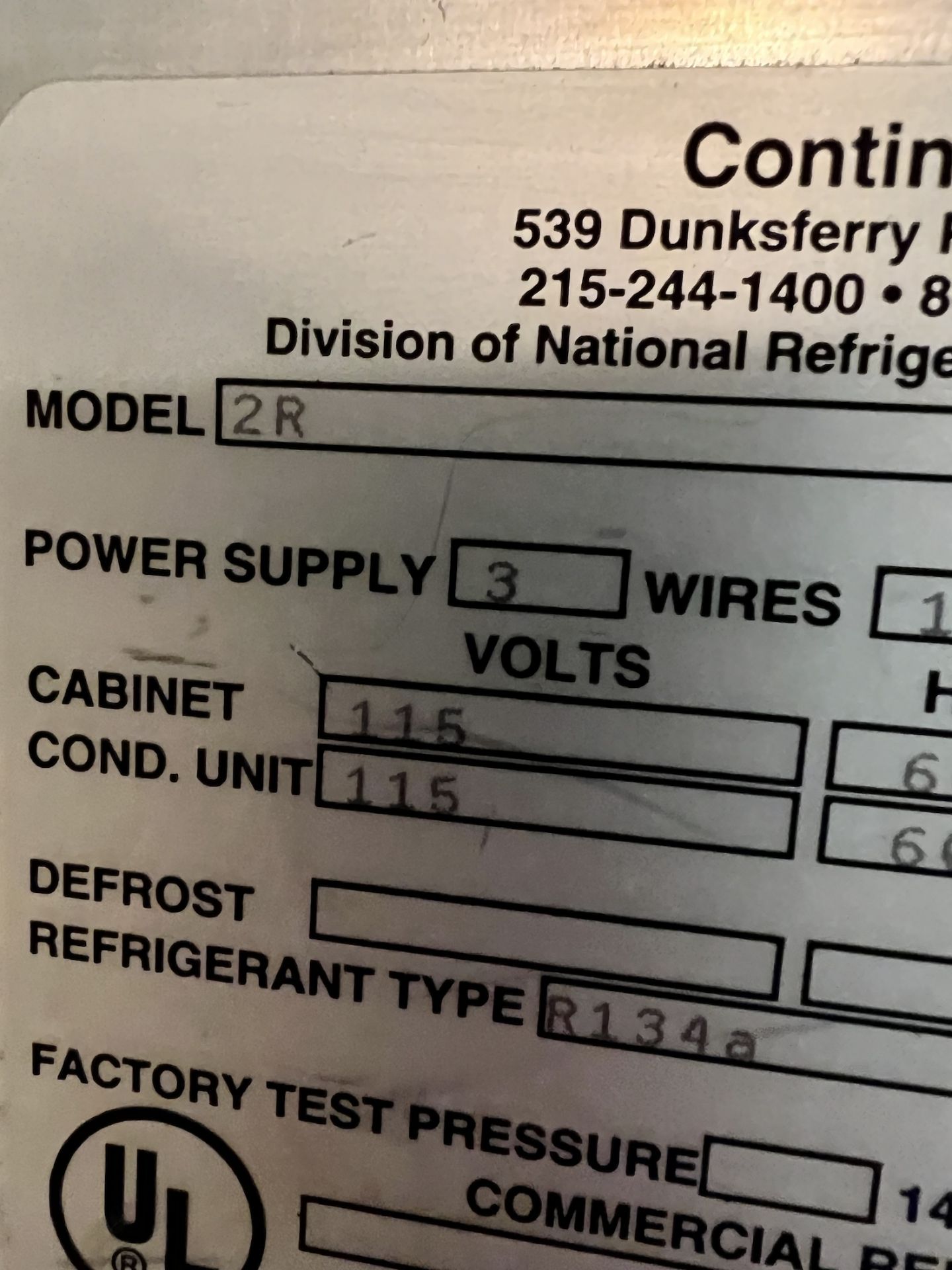 CONTINENTAL 2-DOOR S/S REFRIGERATOR, MODEL 2R, 115 V, 1 PHASE (SIMPLE LOADING FEE $220) - Image 7 of 8