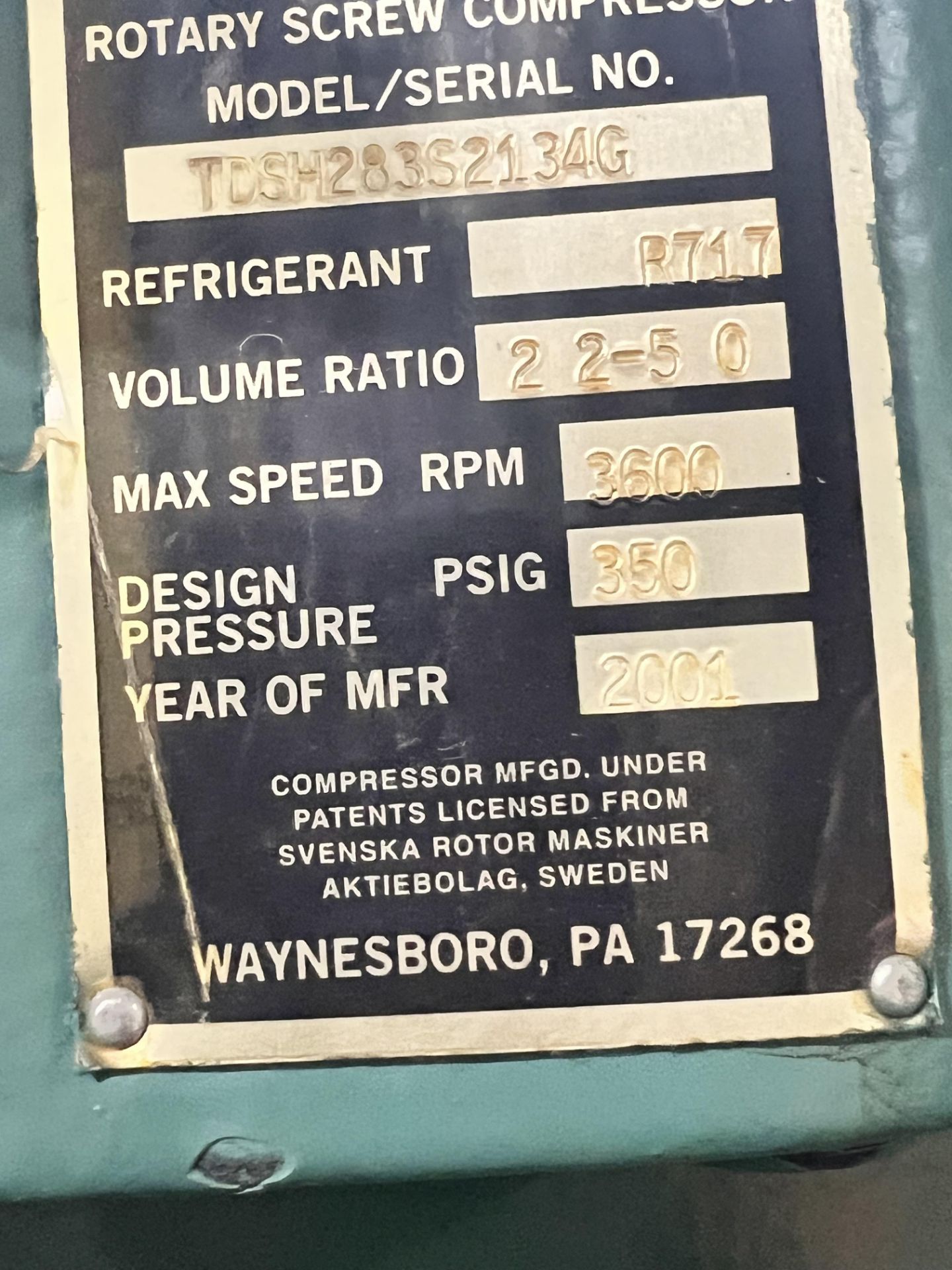 FRICK AMMONIA SCREW COMPRESSOR, MODEL RWB II 316 H, S/N WO482VFMCTTAA11, 3600 RPM - Image 23 of 34