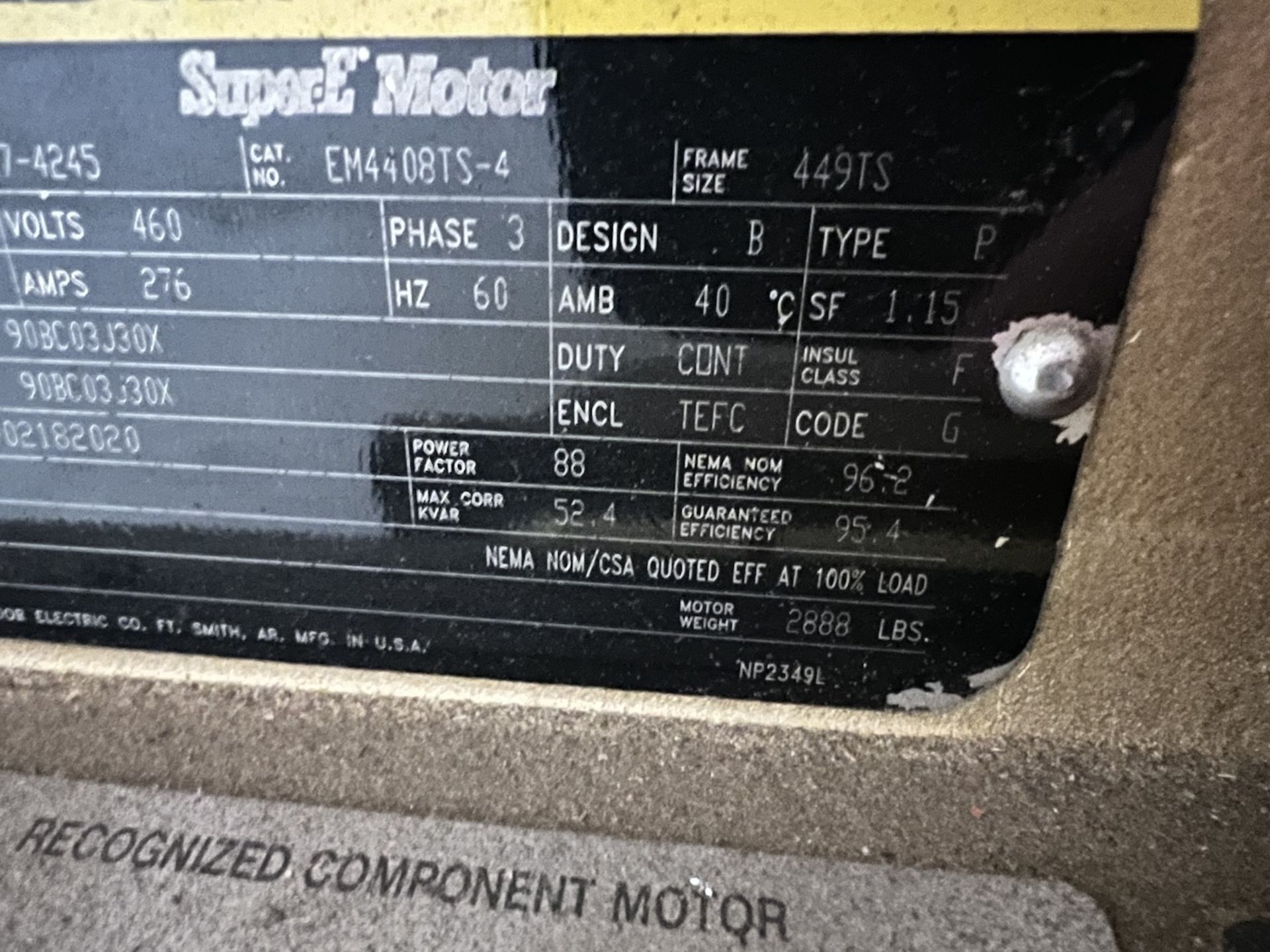 BALDOR RELIANCE 250-HP MOTOR, 1785 RPM, 460 V (SIMPLE LOADING FEE $110) - Bild 6 aus 6