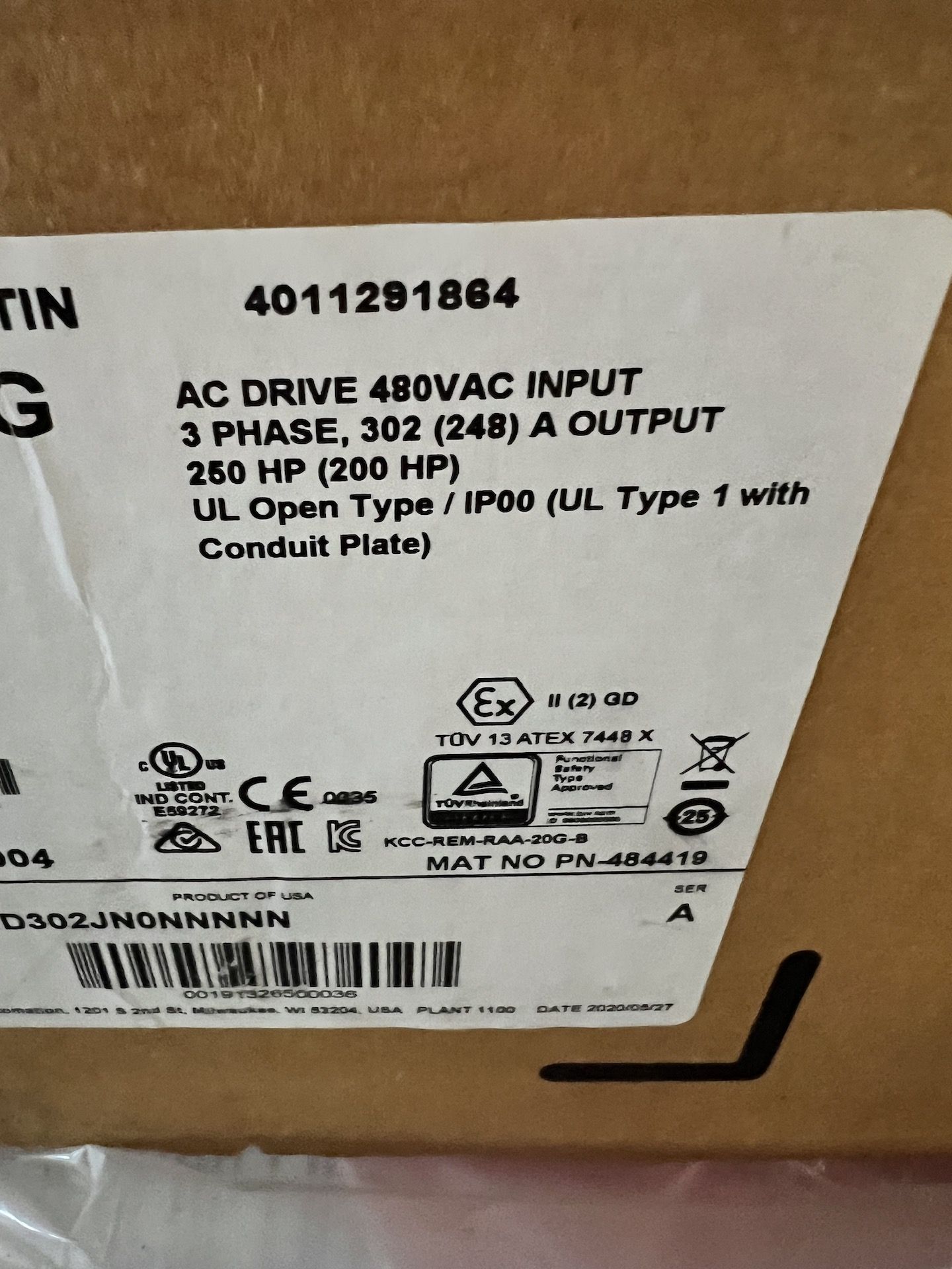 NEW ALLEN BRADLEY POWERFLEX 755 VFD, 250 HP (200 HP), CAL NO. 20G1A N D 302 JAA0NNNN - Bild 4 aus 7