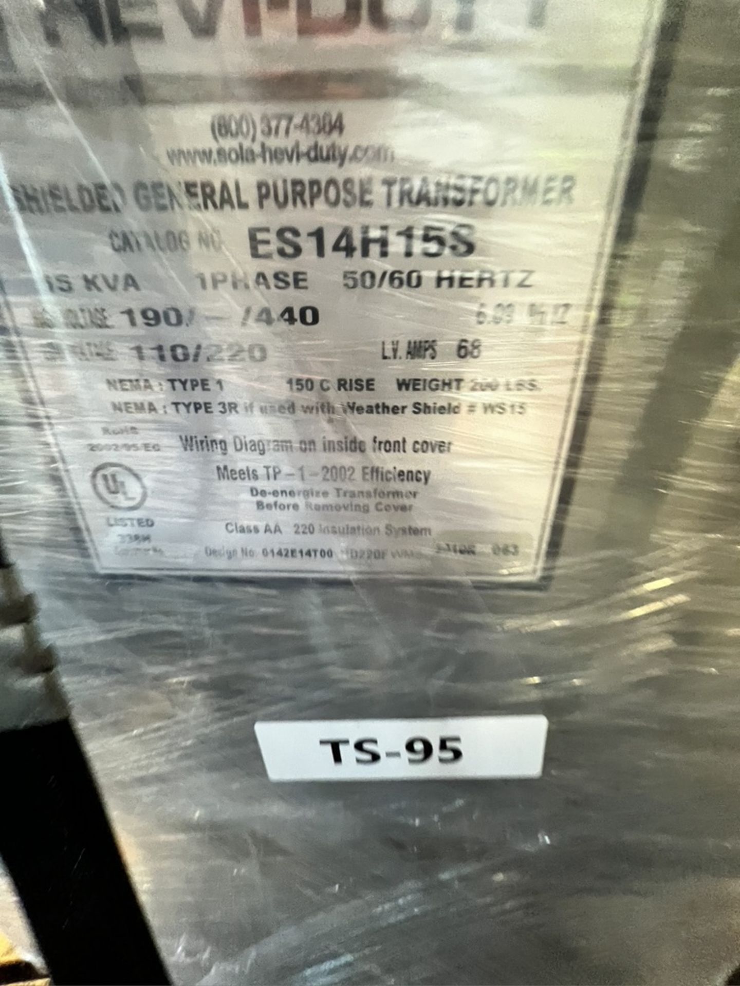 (2) TRANSFORMERS, (1) NEW Transformer 15 KVA, Emerson # ES14H15S ( 105184525 ), (1) GENERAL ELECTRIC - Image 9 of 13