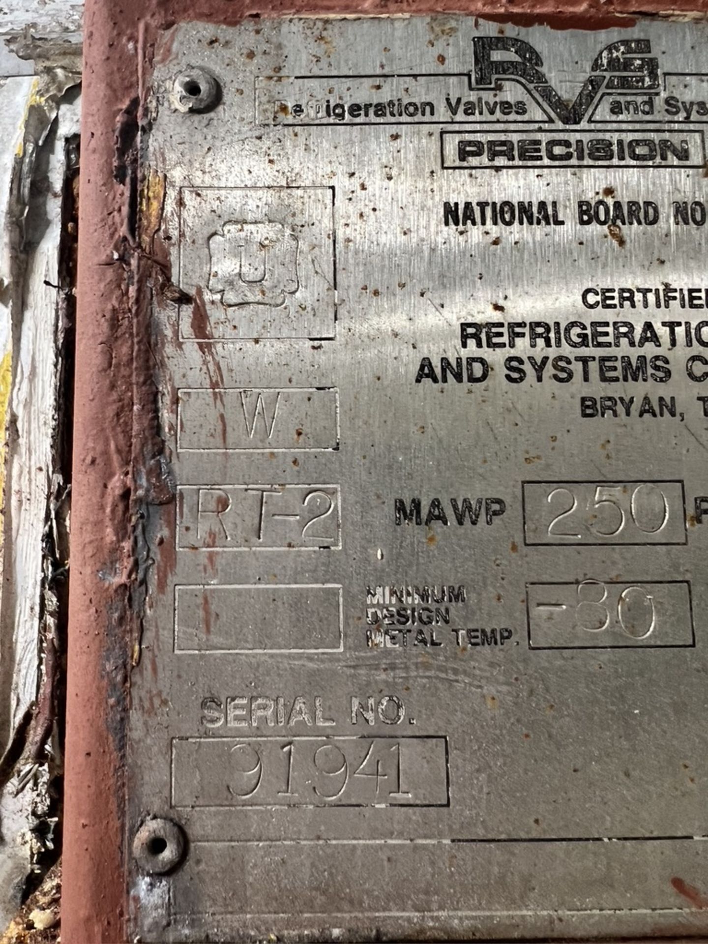 PRECISION AMMONIA SUPPLY TANK, S/N 91941, NATIONAL BOARD NUMBNER 4493, MAWP 250 PSI @ 300 F - Image 10 of 11