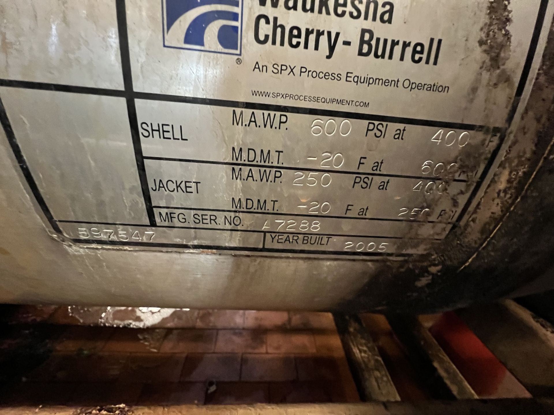 CHERRY BURRELL VOTATOR 2 SCRAPE SURFACE HEAT EXCHANGER, MODEL 597547, S/N A7288 (RECENT PARTS AND - Image 3 of 13