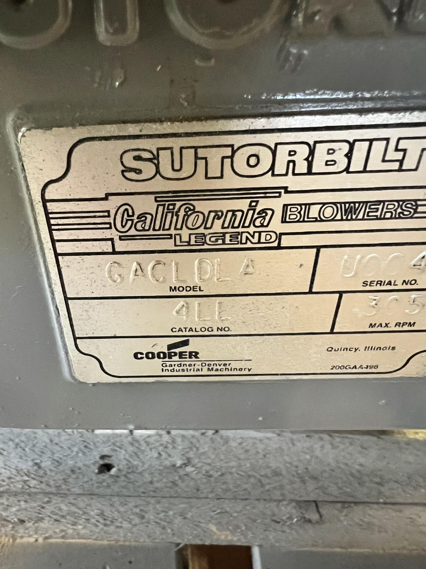 (2) PD BLOWER / VACUUM PUMP HEADS, SUTORBILT MODEL GACLDLA, S/N U00478, 3050 MAX RPM, SUTORBILT - Bild 4 aus 8