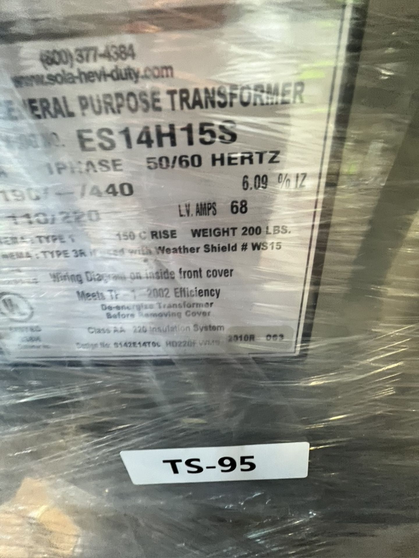 (2) TRANSFORMERS, (1) NEW Transformer 15 KVA, Emerson # ES14H15S ( 105184525 ), (1) GENERAL ELECTRIC - Image 10 of 13