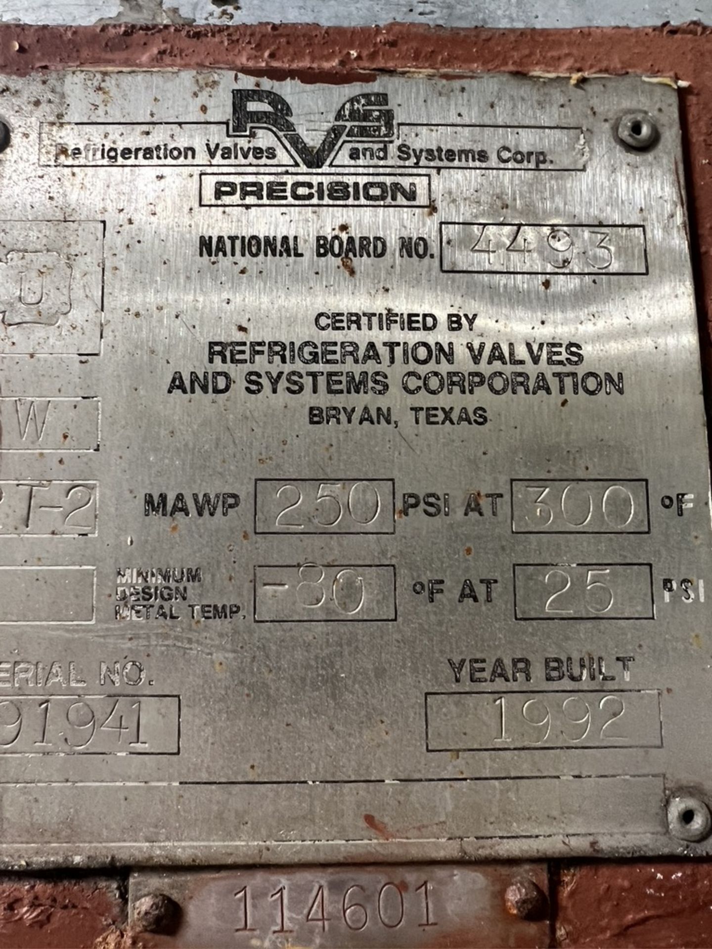 PRECISION AMMONIA SUPPLY TANK, S/N 91941, NATIONAL BOARD NUMBNER 4493, MAWP 250 PSI @ 300 F - Image 11 of 11
